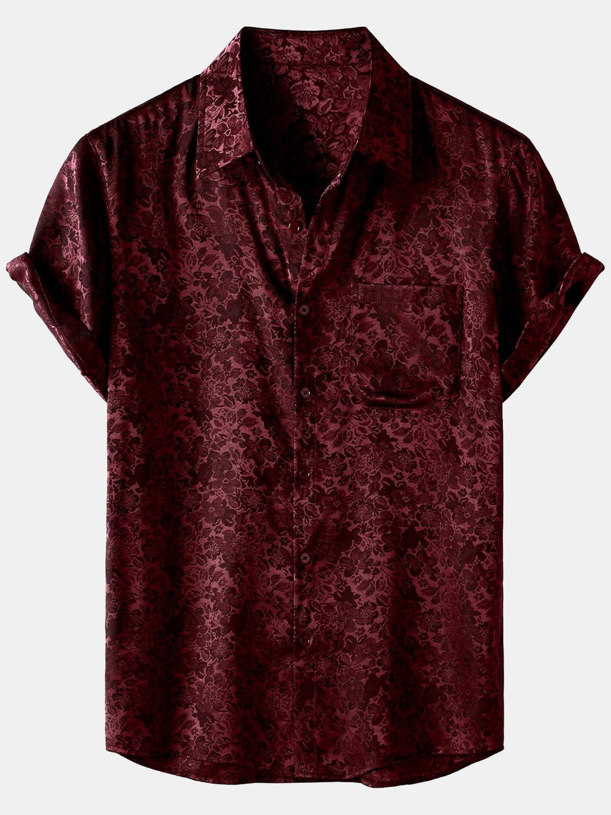 Herren Blumendruck-Hemd aus Jacquard-Seidensatin