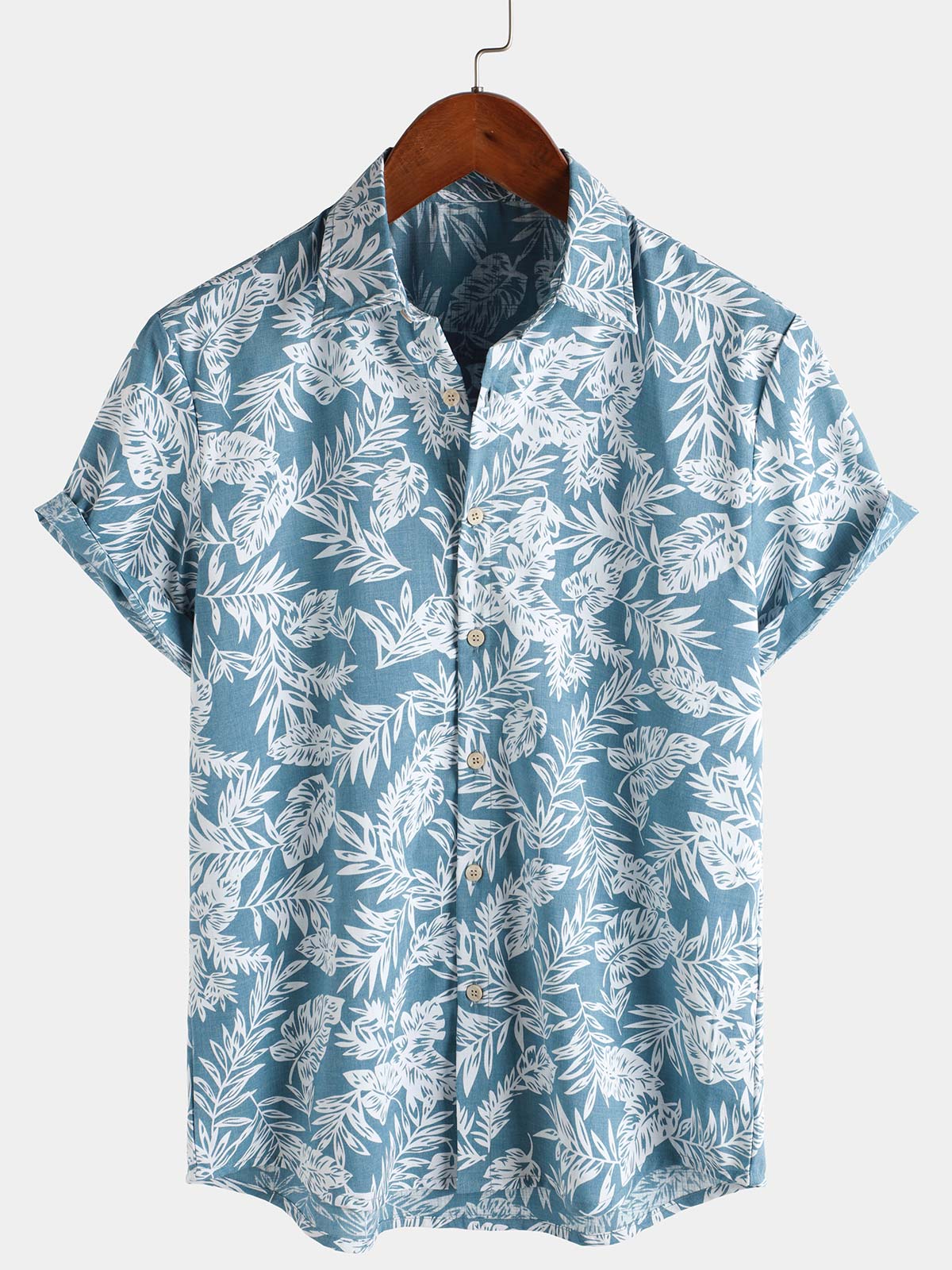 Herren Hawaiihemd aus blauer Baumwolle