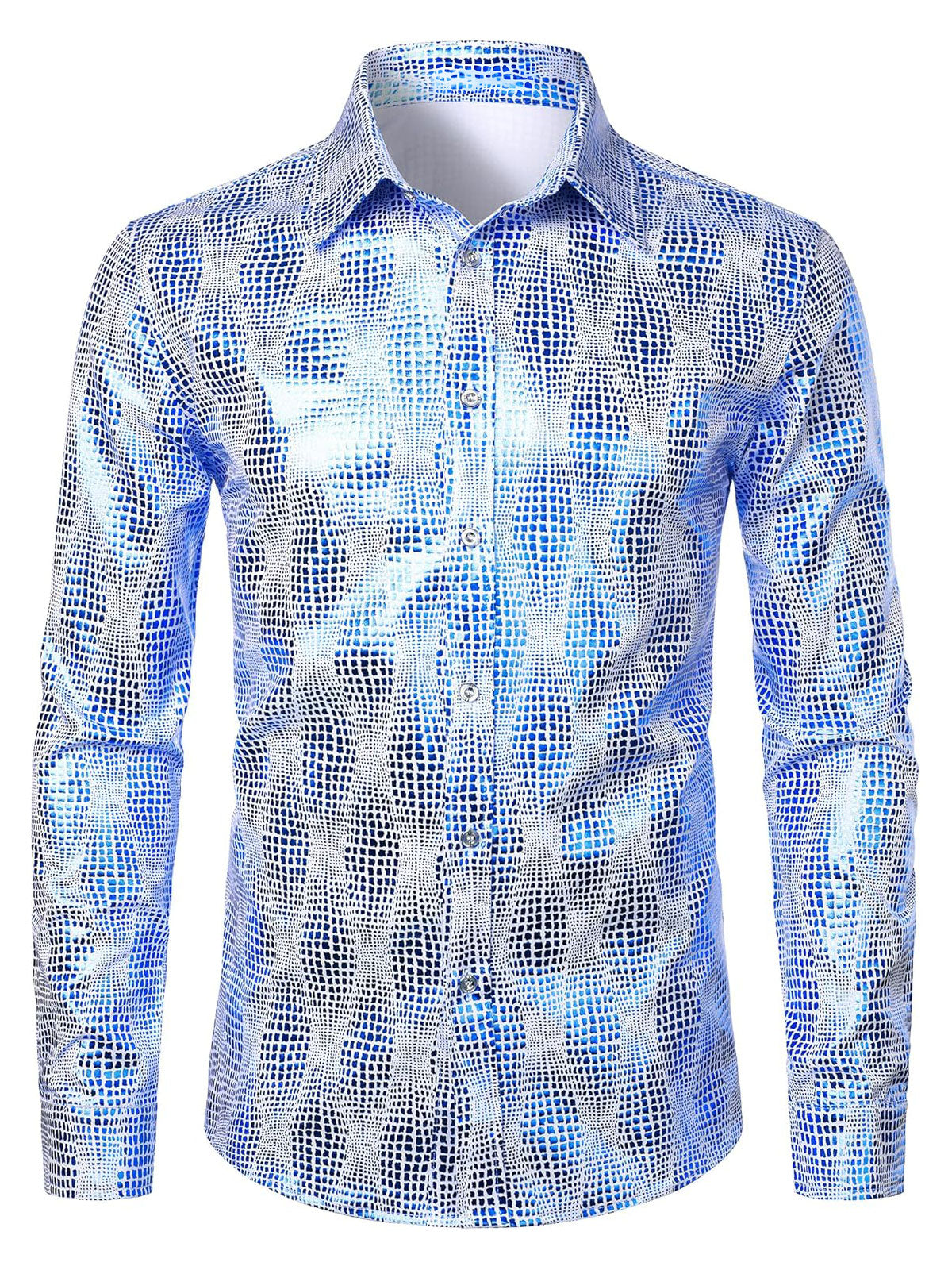 Herren Luxus Paisley Glänzendes Hemd mit geometrischem Print und Knopfleiste