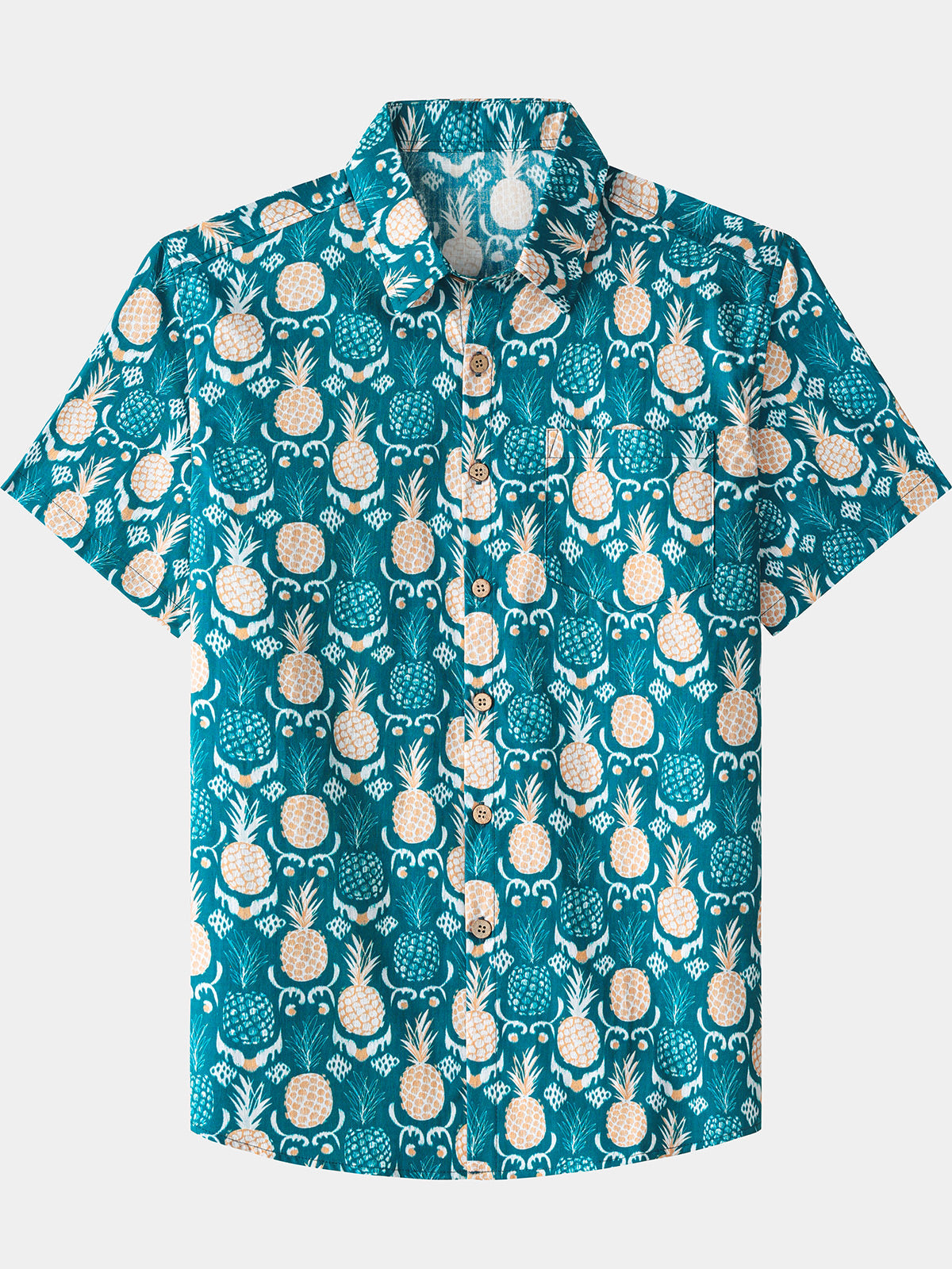 Herren Hawaii Ananashemd Kurzarm Baumwolle