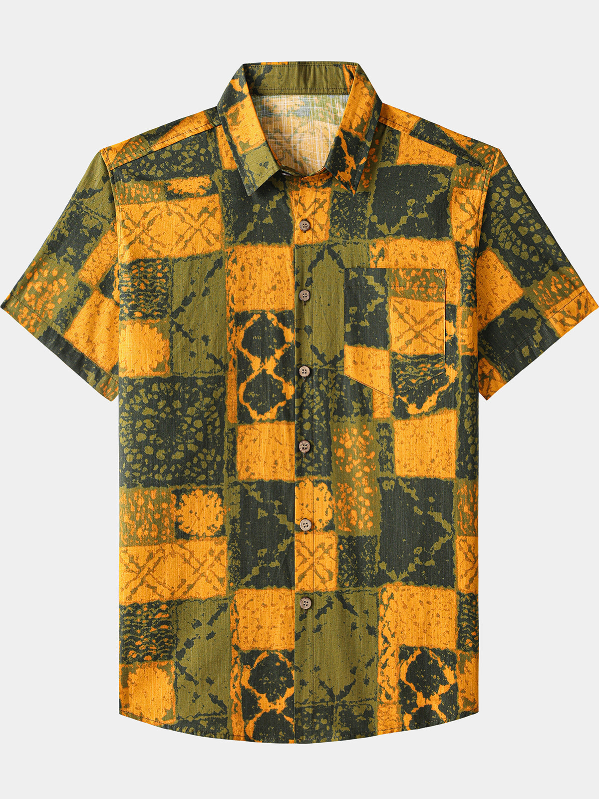 Herren Vintage Karomuster Baumwollhemd
