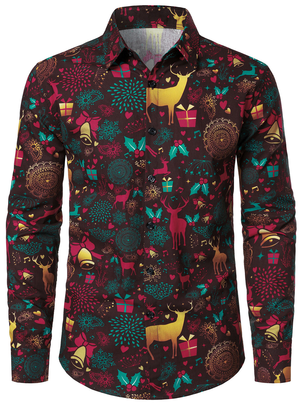 Herren Baumwolle Weihnachts Langarmhemd