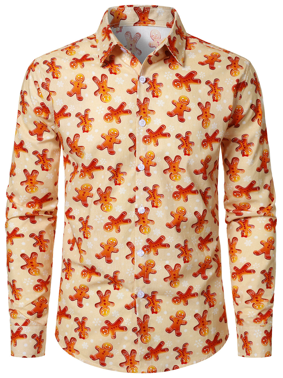 Herren Baumwolle Weihnachtliches Lebkuchenmann-Langarmshirt