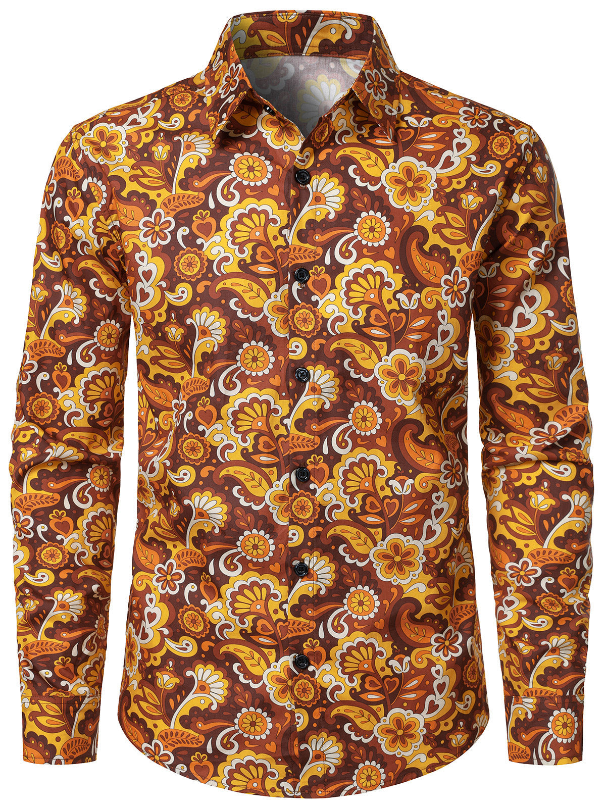 Herren Baumwolle Paisley Vintage Langarmhemd