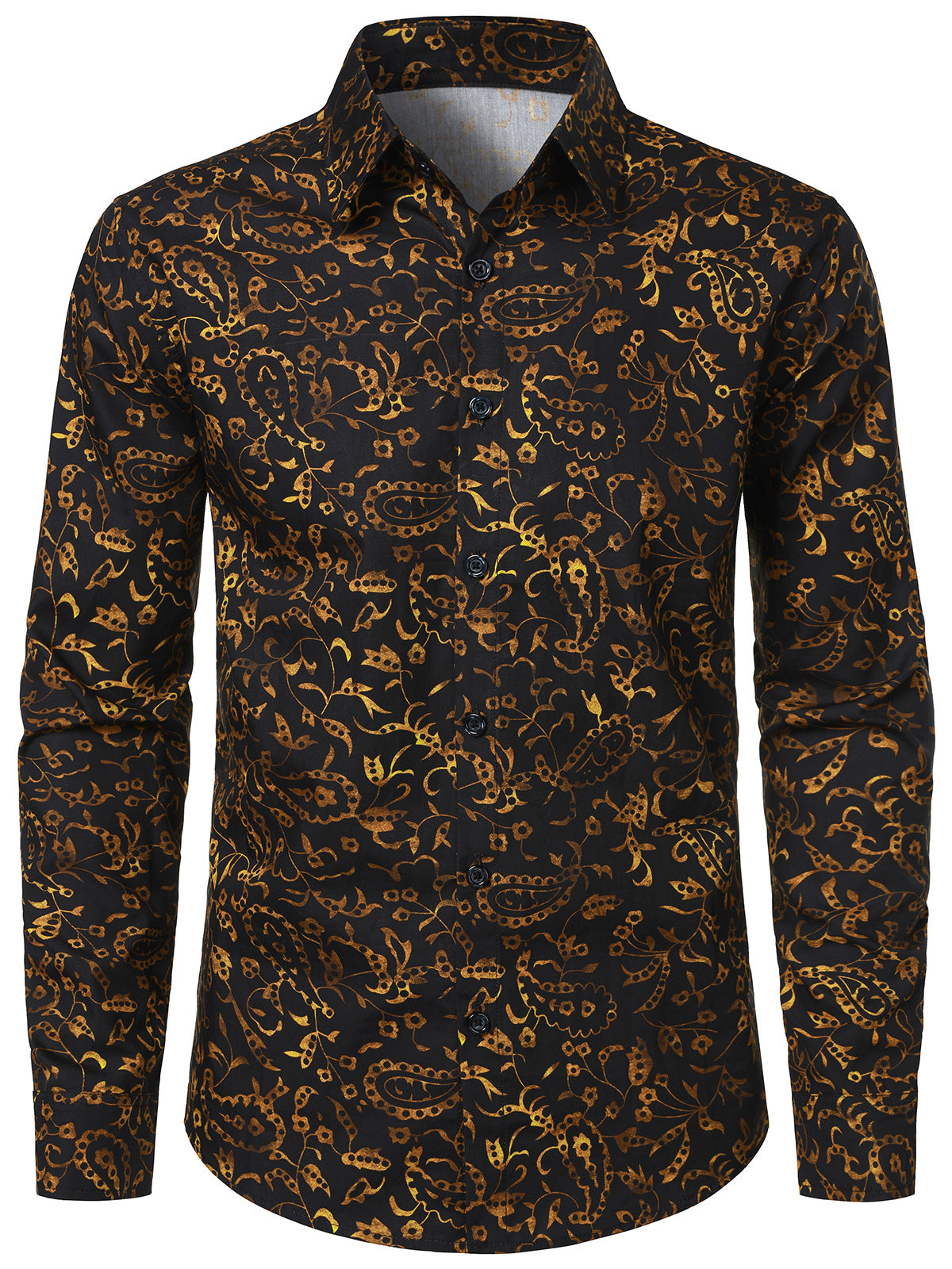 Herren Baumwolle Vintage-Paisley-Stil Langarmhemd