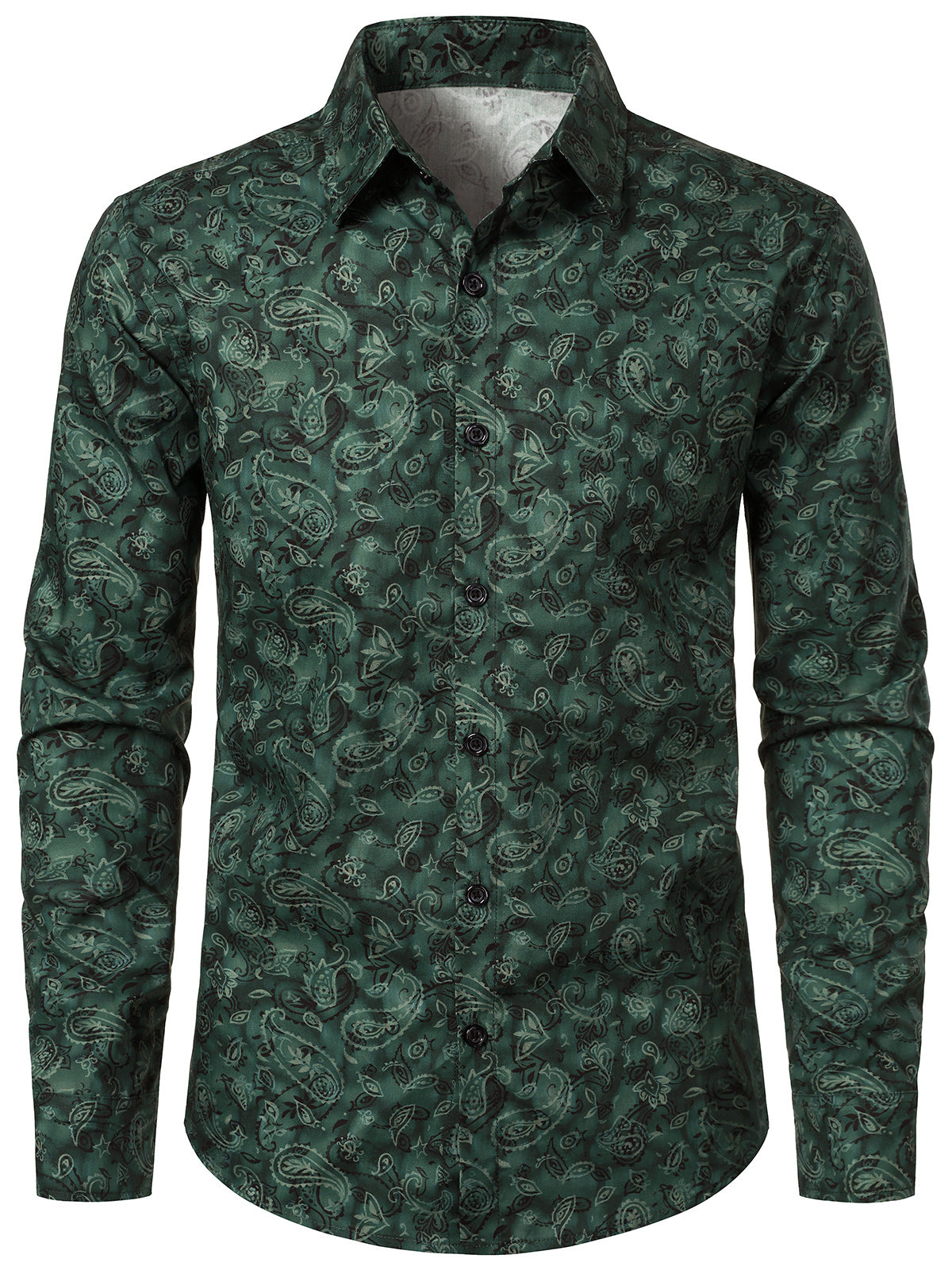 Herren Baumwolle Paisley Grünes Hemd