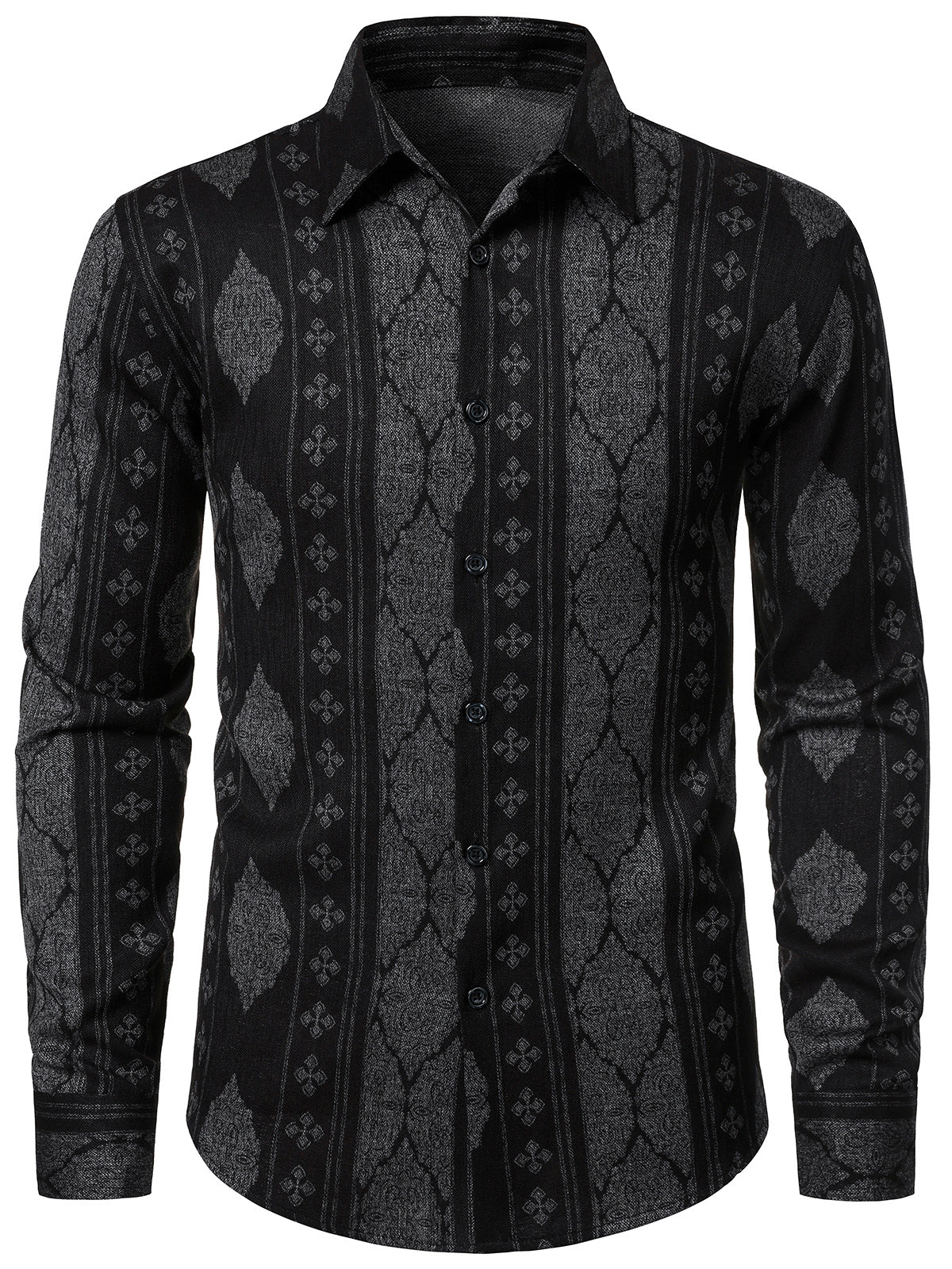 Herren Retro Westernhemd Langarm Vintage Streifen