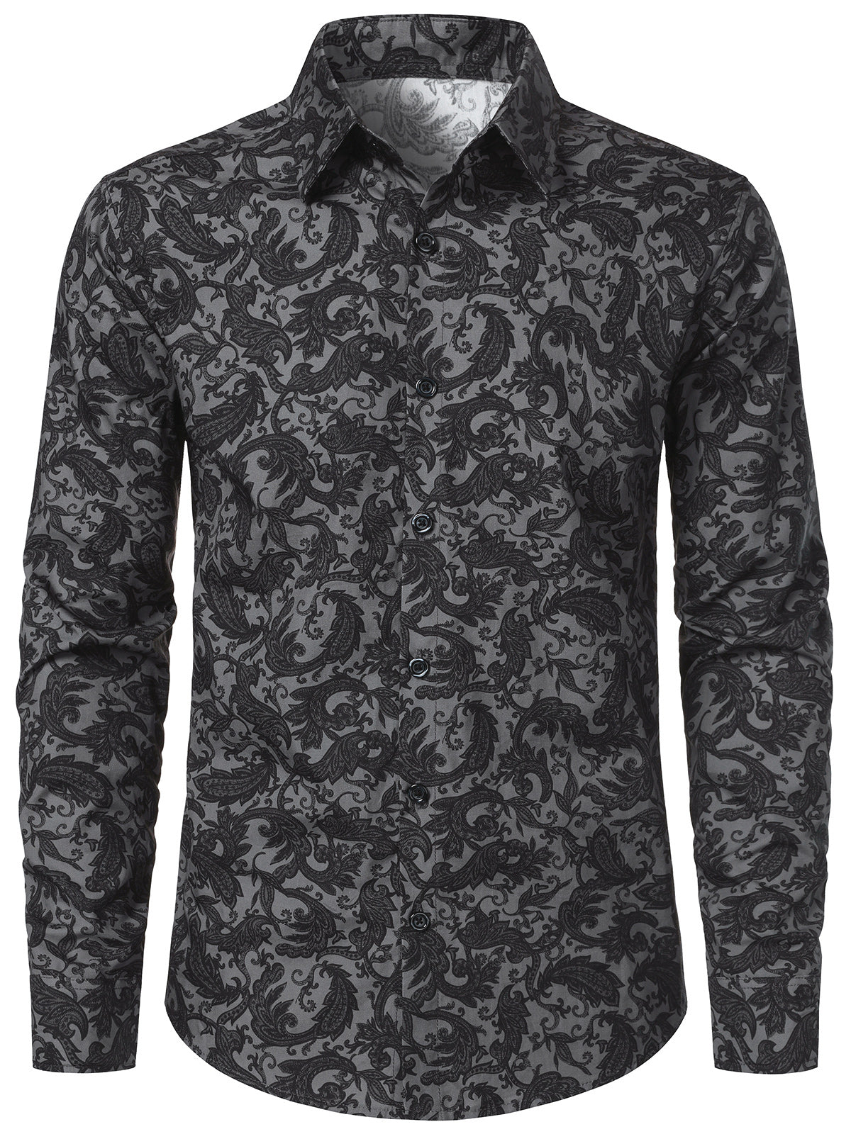 Herren Vintage Langarmhemd Paisley Blumenmuster