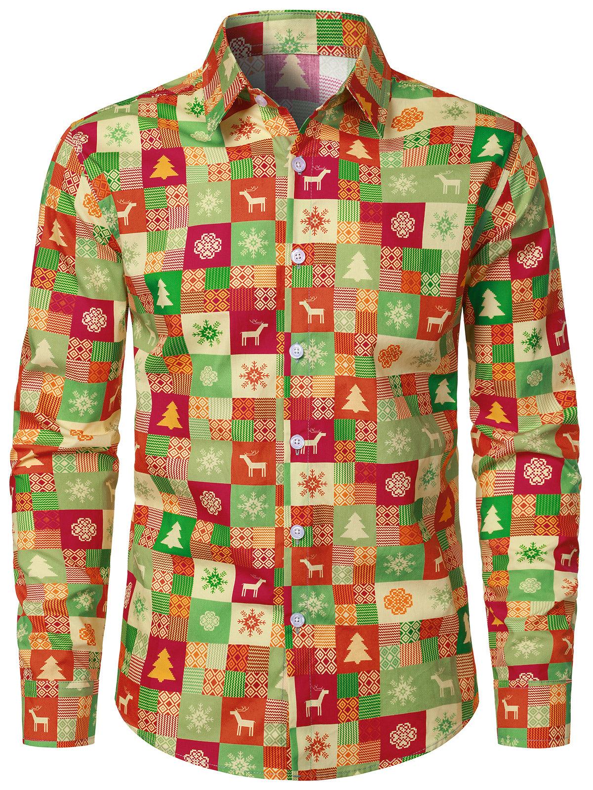 Herren Baumwolle Weihnachtskarte Weihnachtsmann Langarmshirt