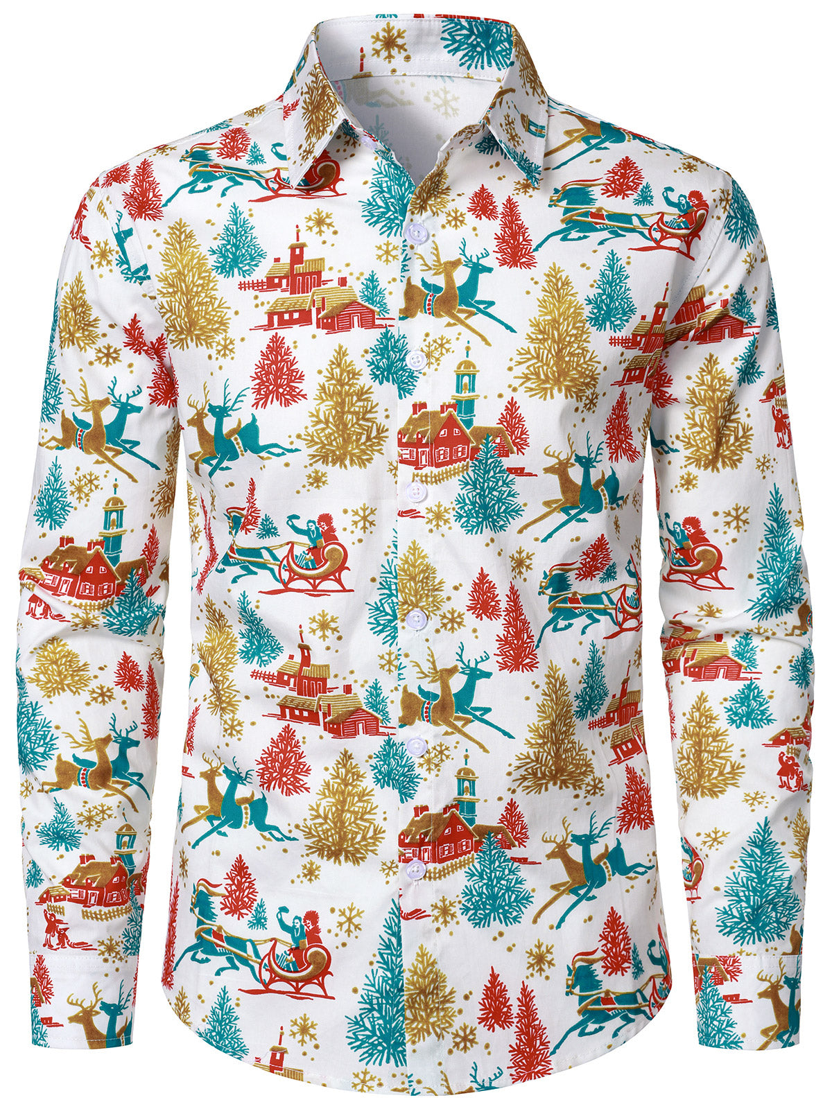 Herren Baumwolle Langarmshirt Weihnachtsbaum Vintage