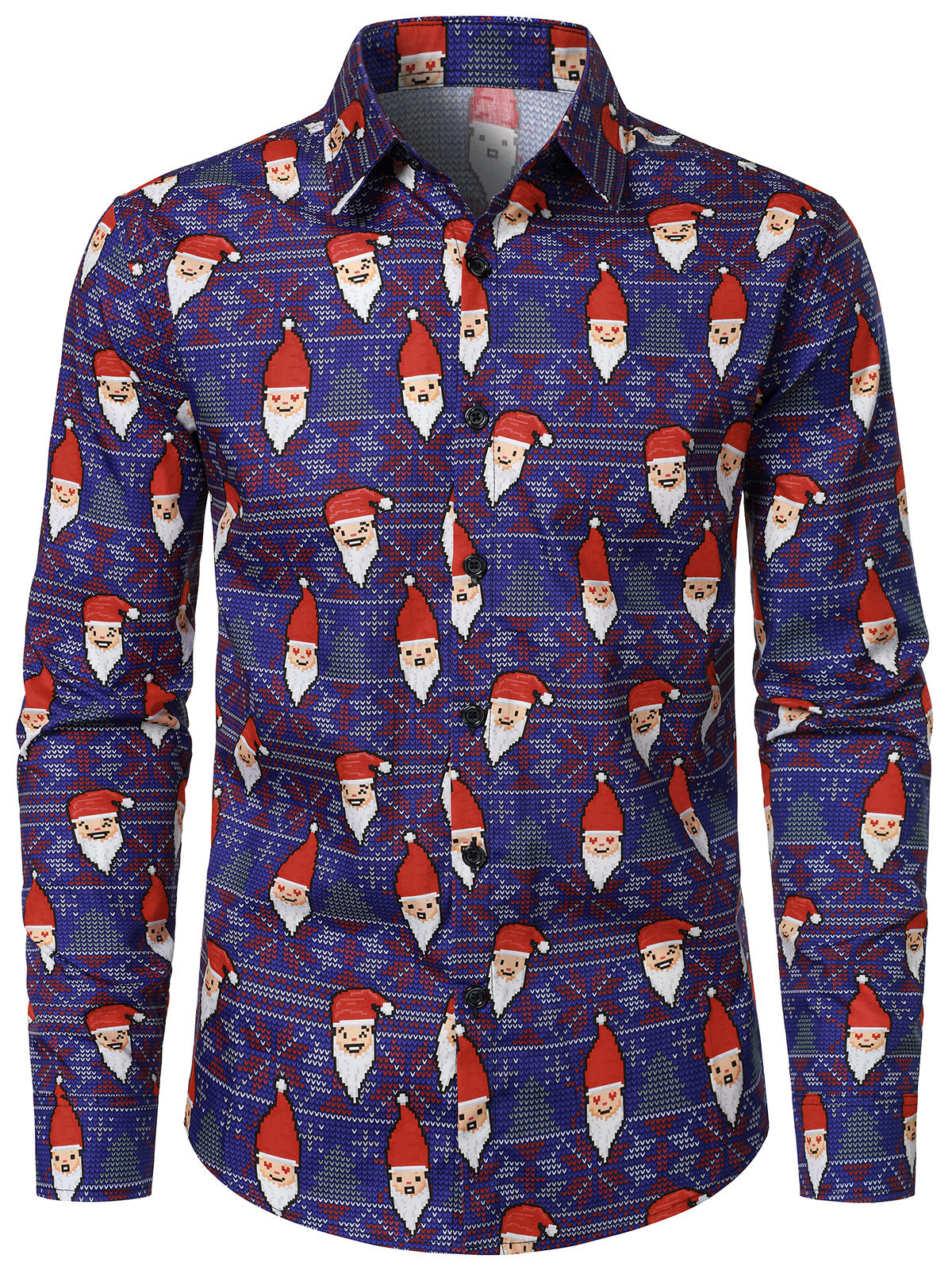 Herren Langarmshirt Lila 100% Baumwolle Weihnachtsmann