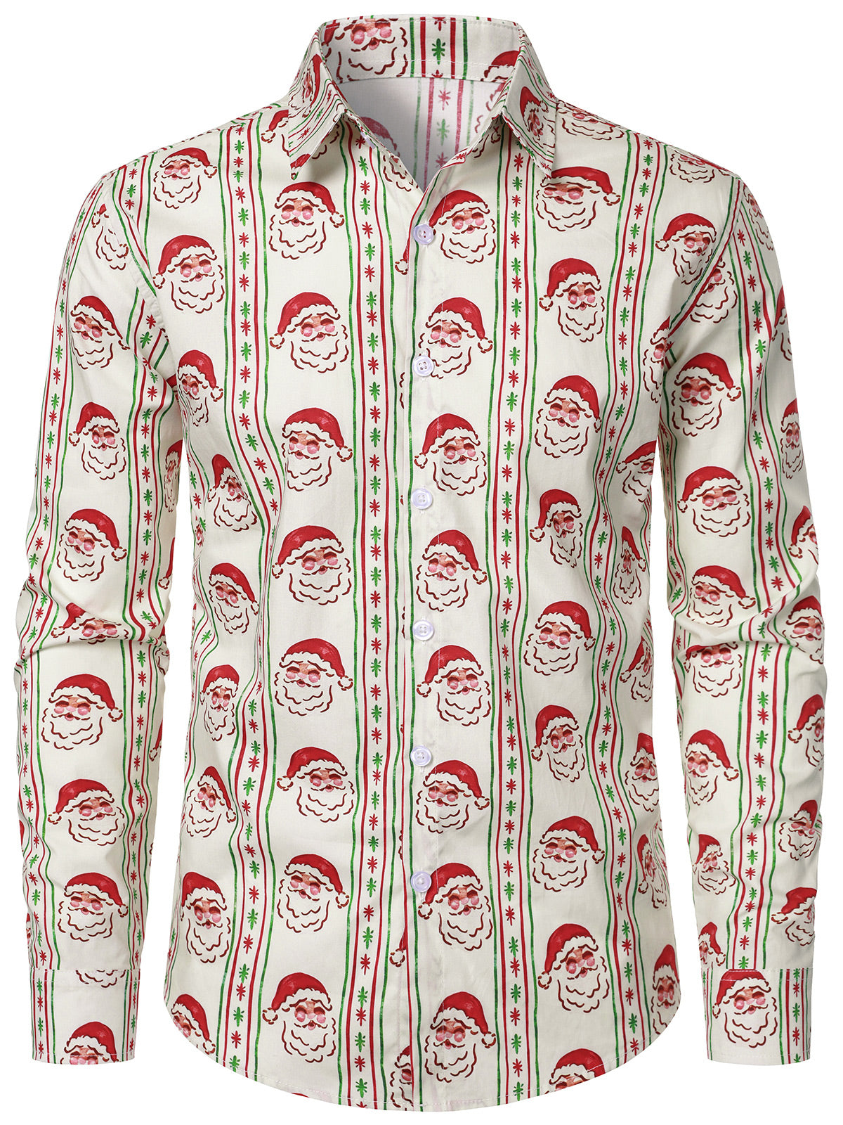 Herren Baumwolle Gestreift Vintage Weihnachtsmann Hemd