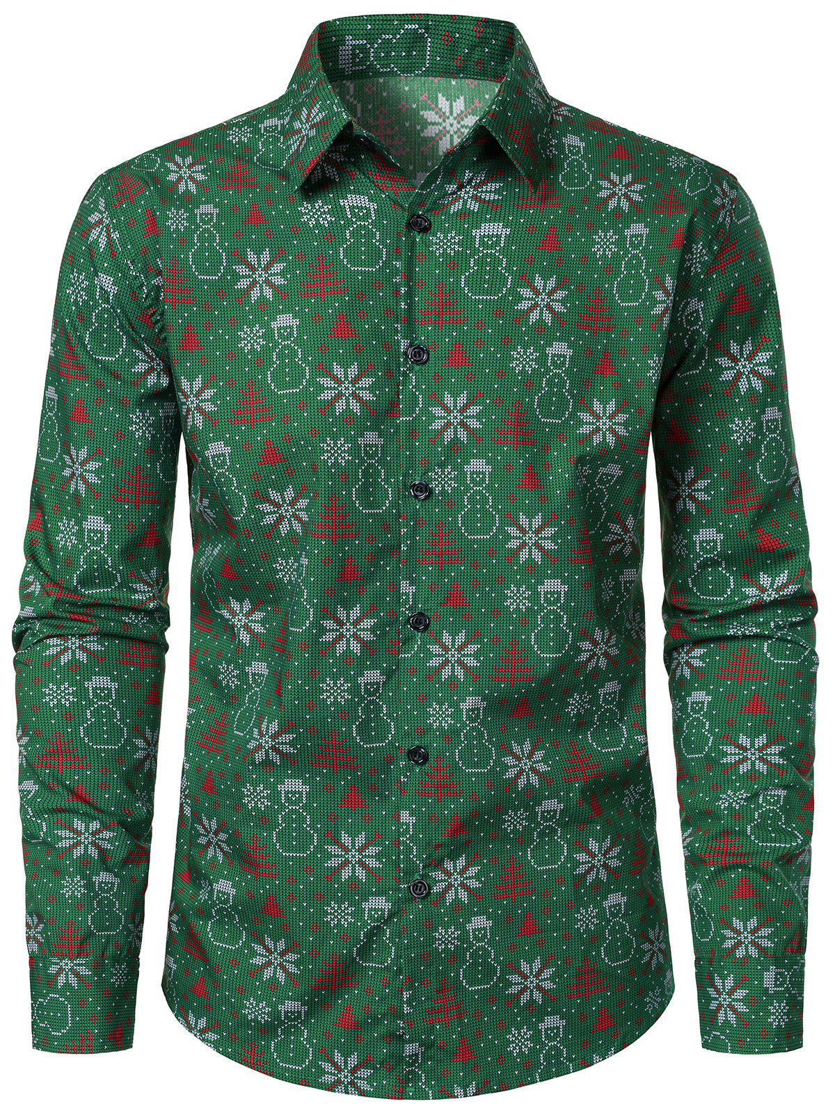 Herren Retro-Weihnachtshemd 100% Baumwolle Grün