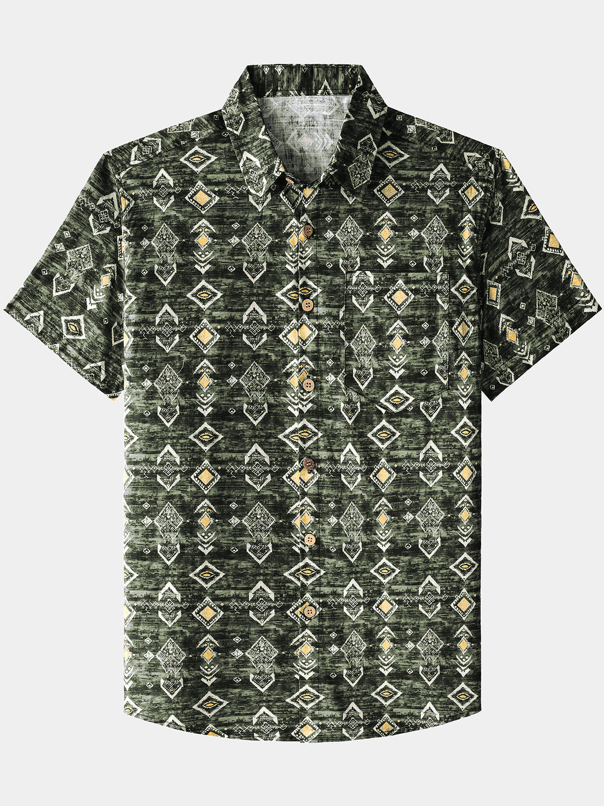 Herren Geometrischem Muster 100% Baumwolle Kurzarm Hemd