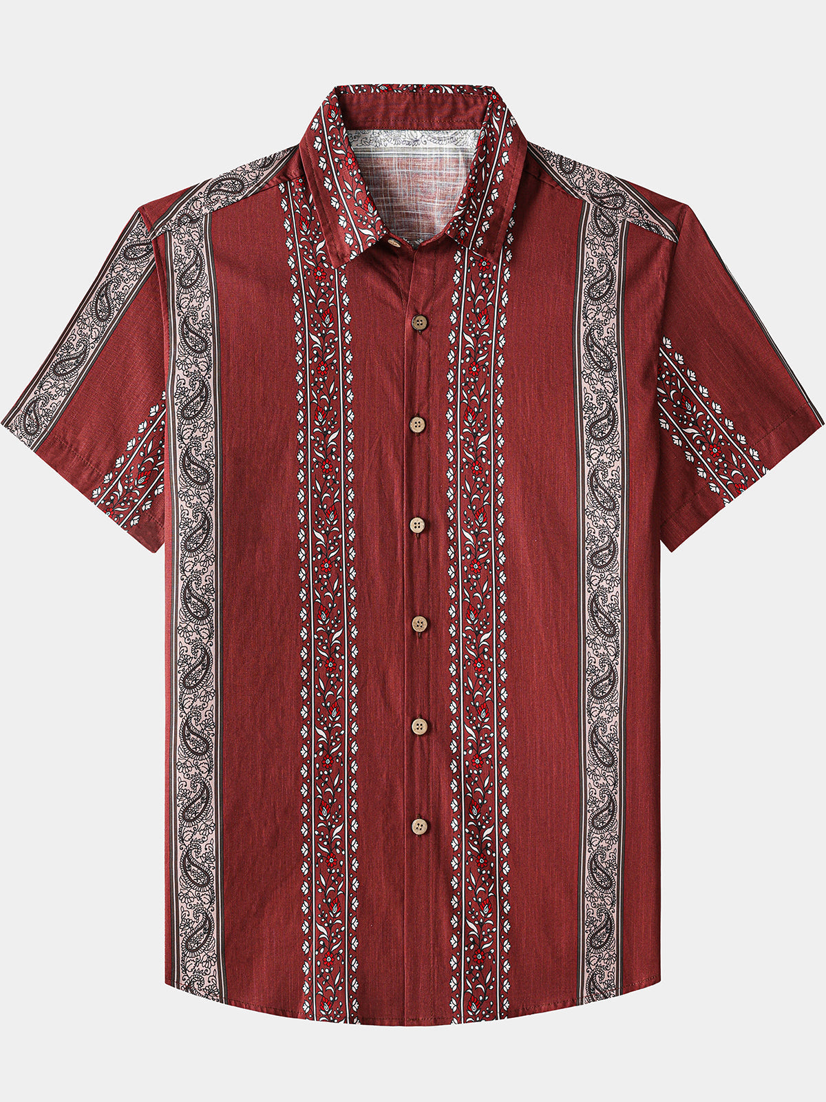 Herren Retro Paisley Streifen Hawaiihemd