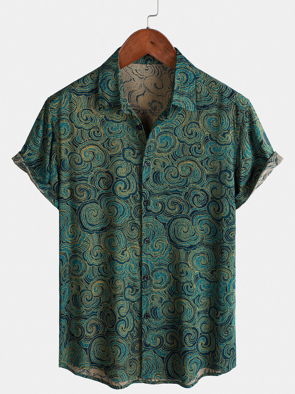 Herren Lässiges Kurzarmhemd Grün