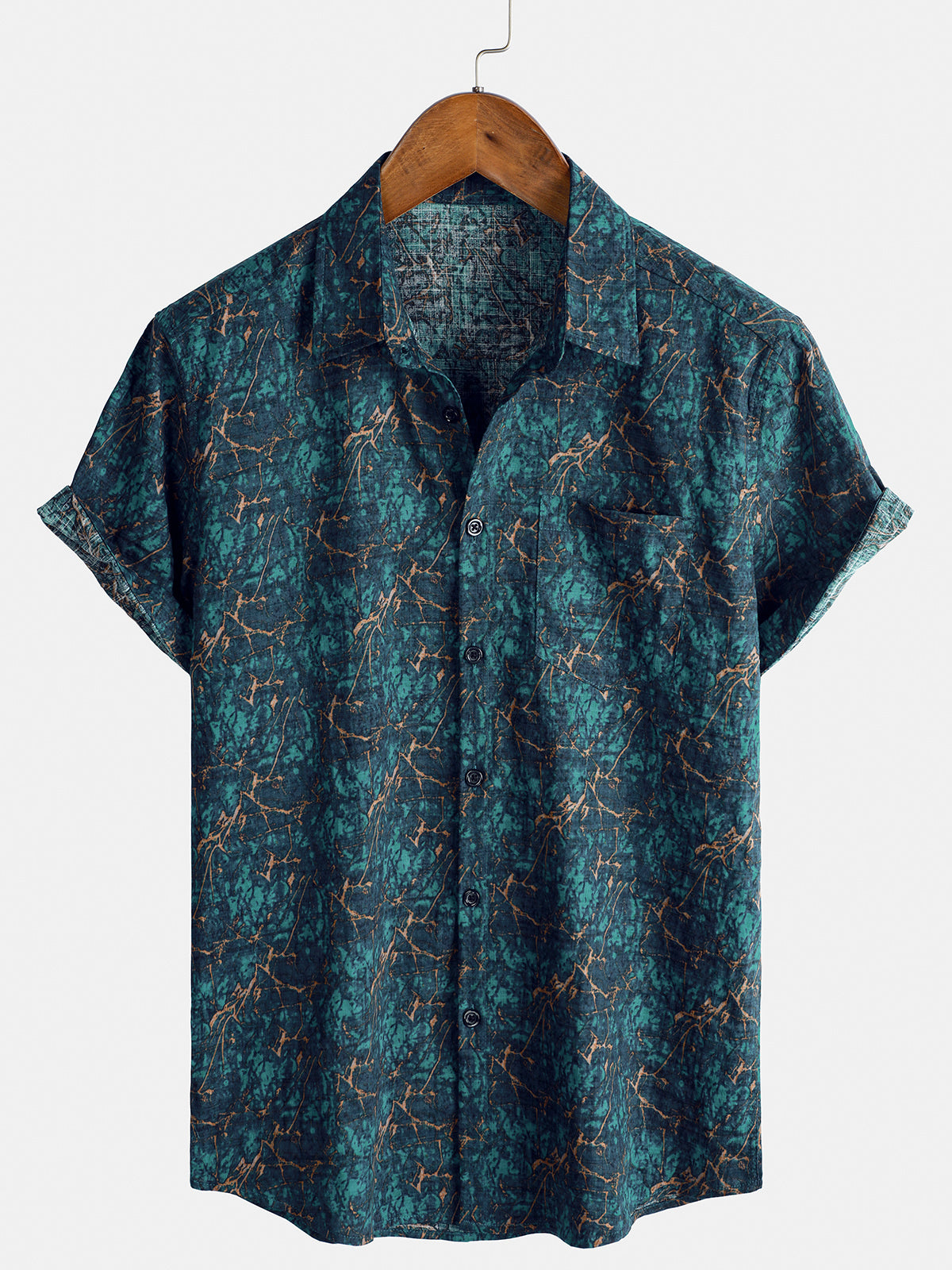 Herren Lässiges Kurzarmhemd aus Baumwolle