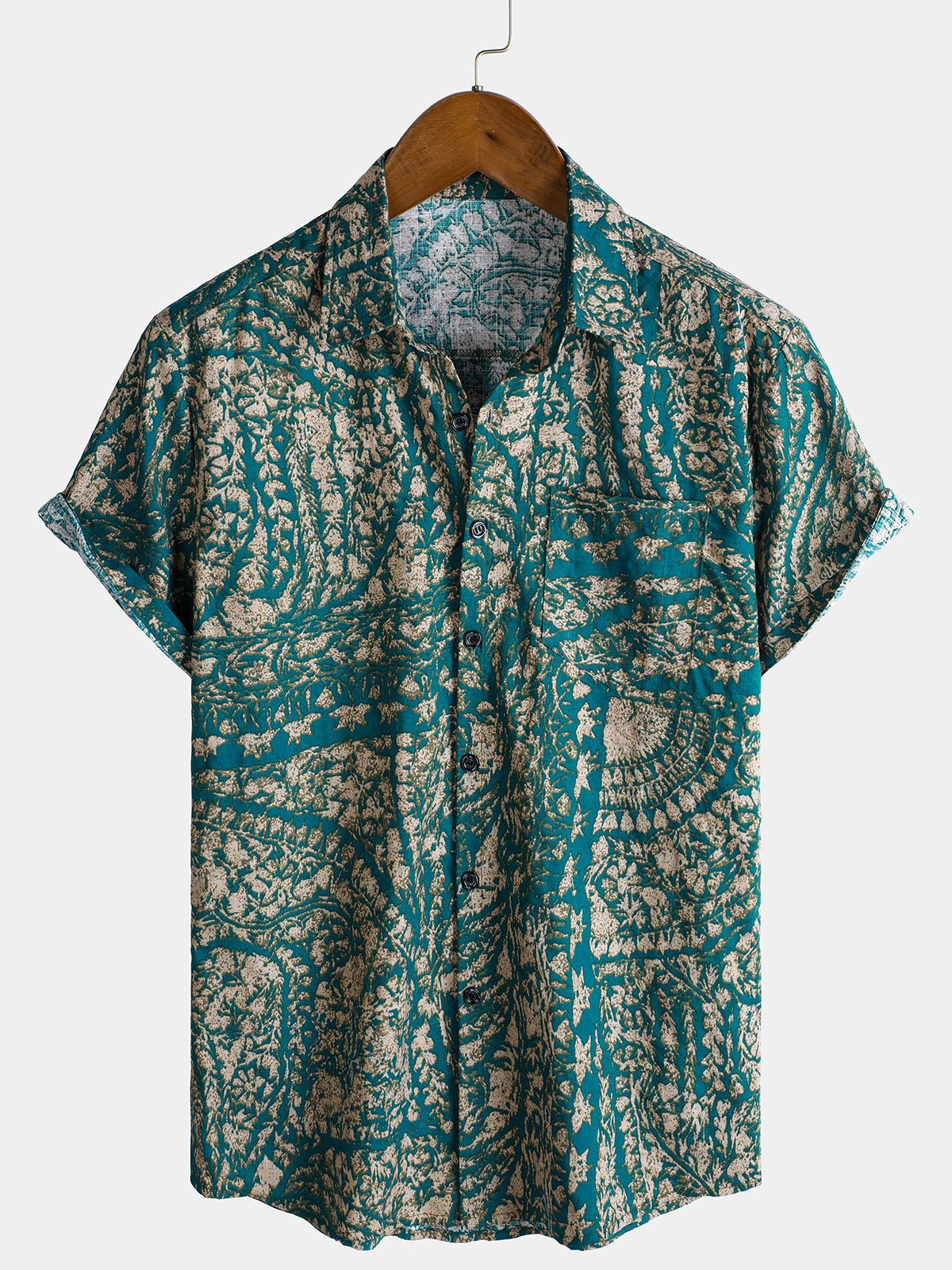 Herren Kurzärmeliges Urlaubshemd aus Baumwolle