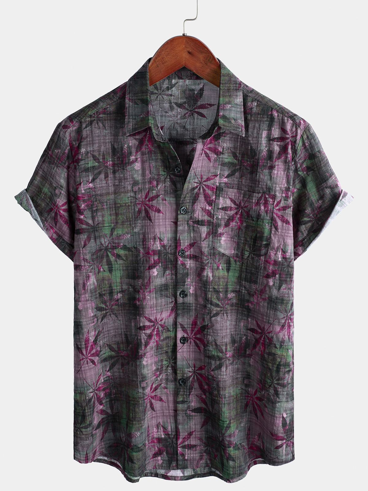 Herren Baumwolle Vintage-Kurzarm-Urlaubshemd