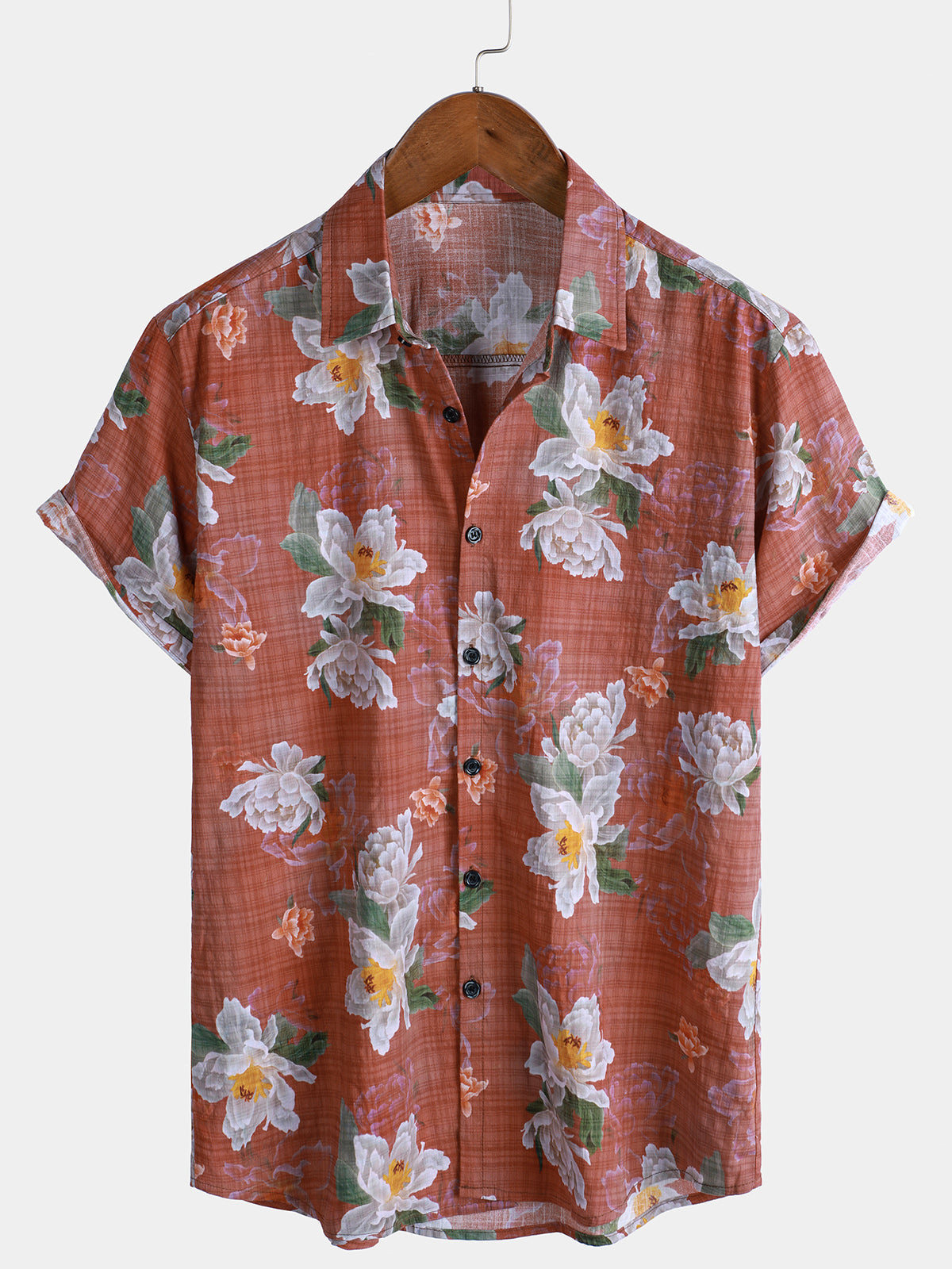 Herren Baumwolle mit Blumenprint Hawaii Hemd
