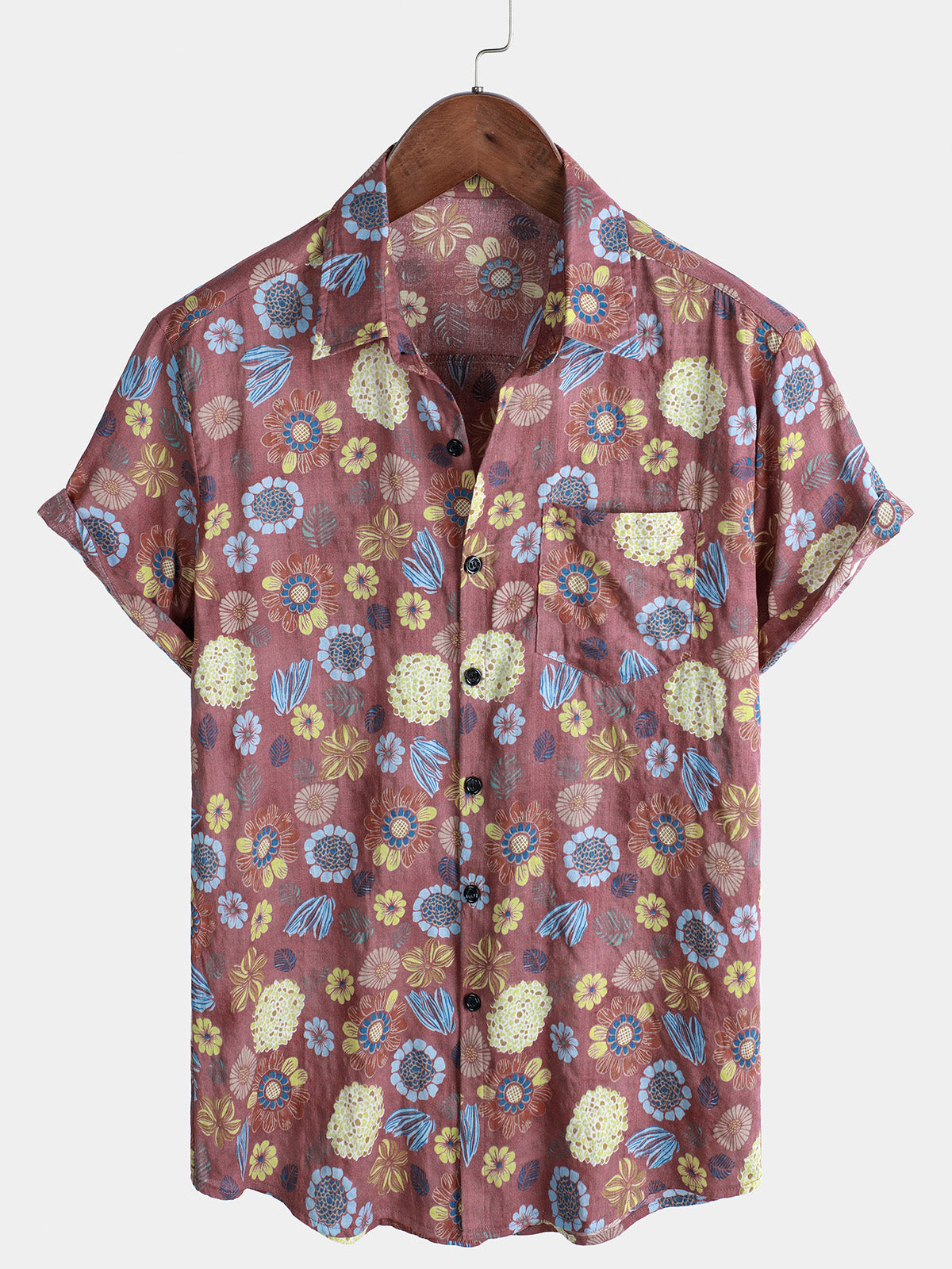 Herren Kurzarmhemd aus Baumwolle mit Blumenmuster