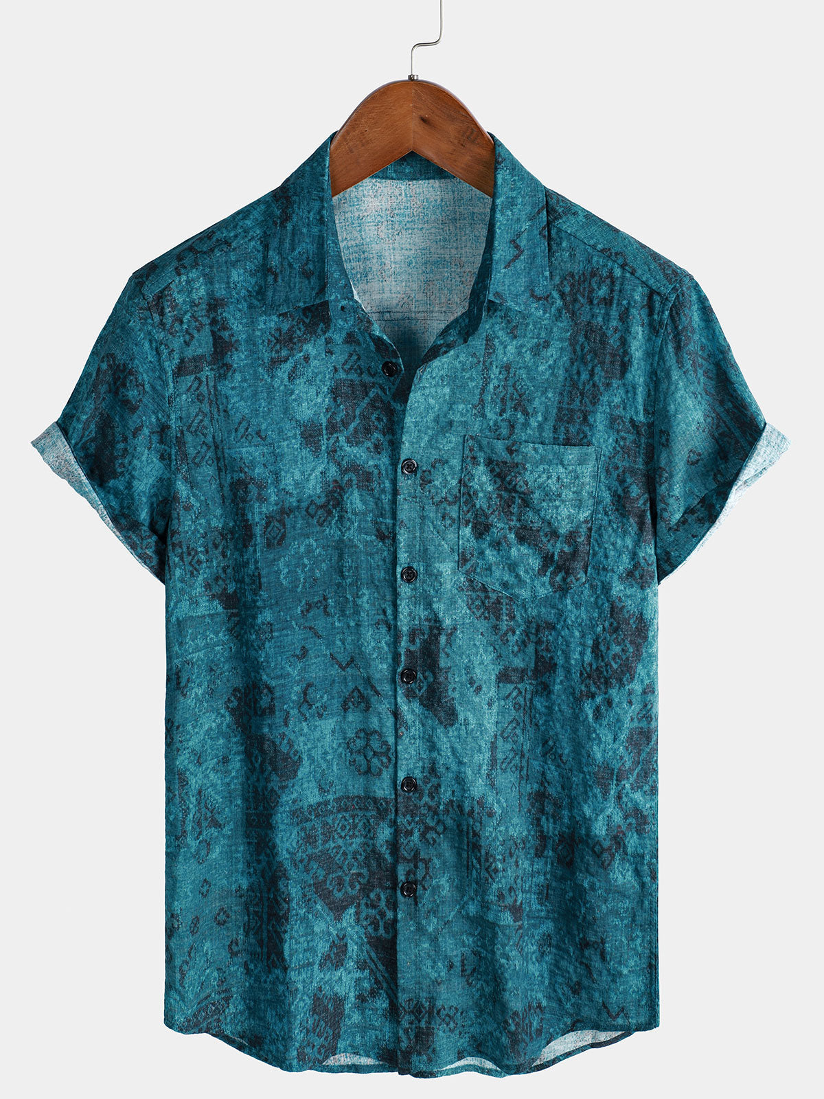 Herren Hawaiihemd mit Blumenmuster und kurzen Ärmeln