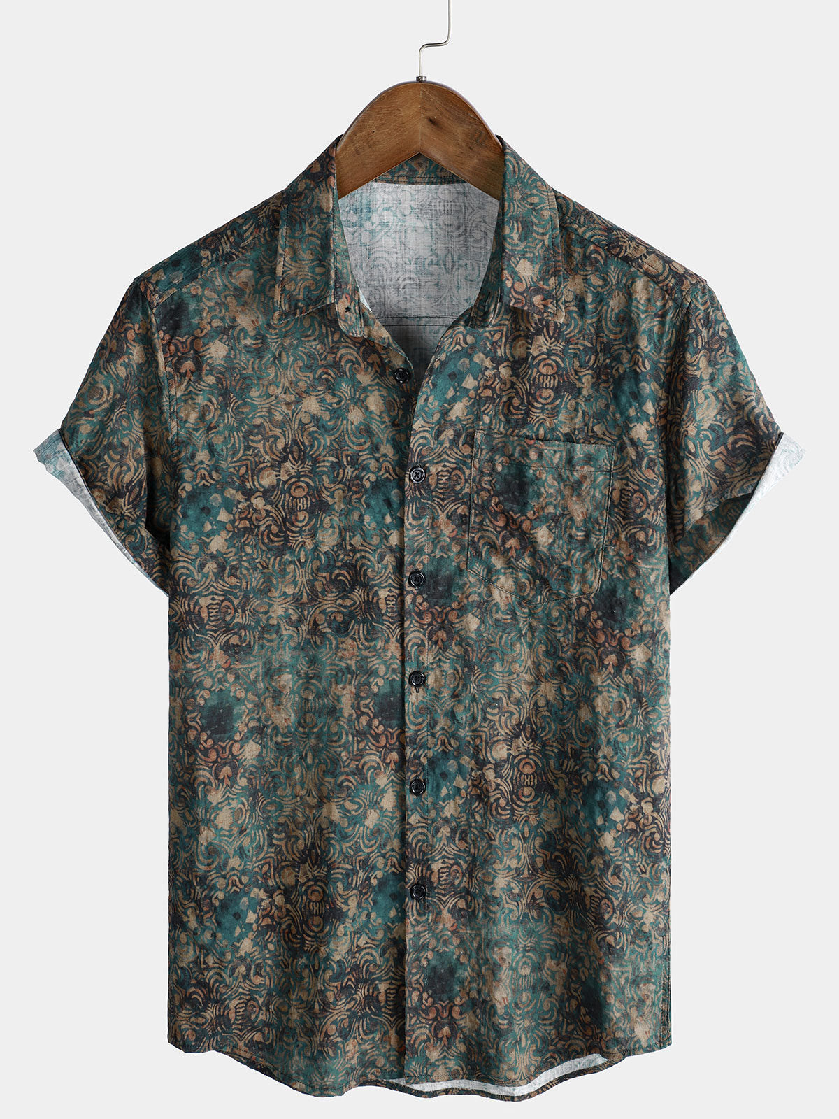 Herren Kurzarm-Hawaiihemd mit Blumenmuster