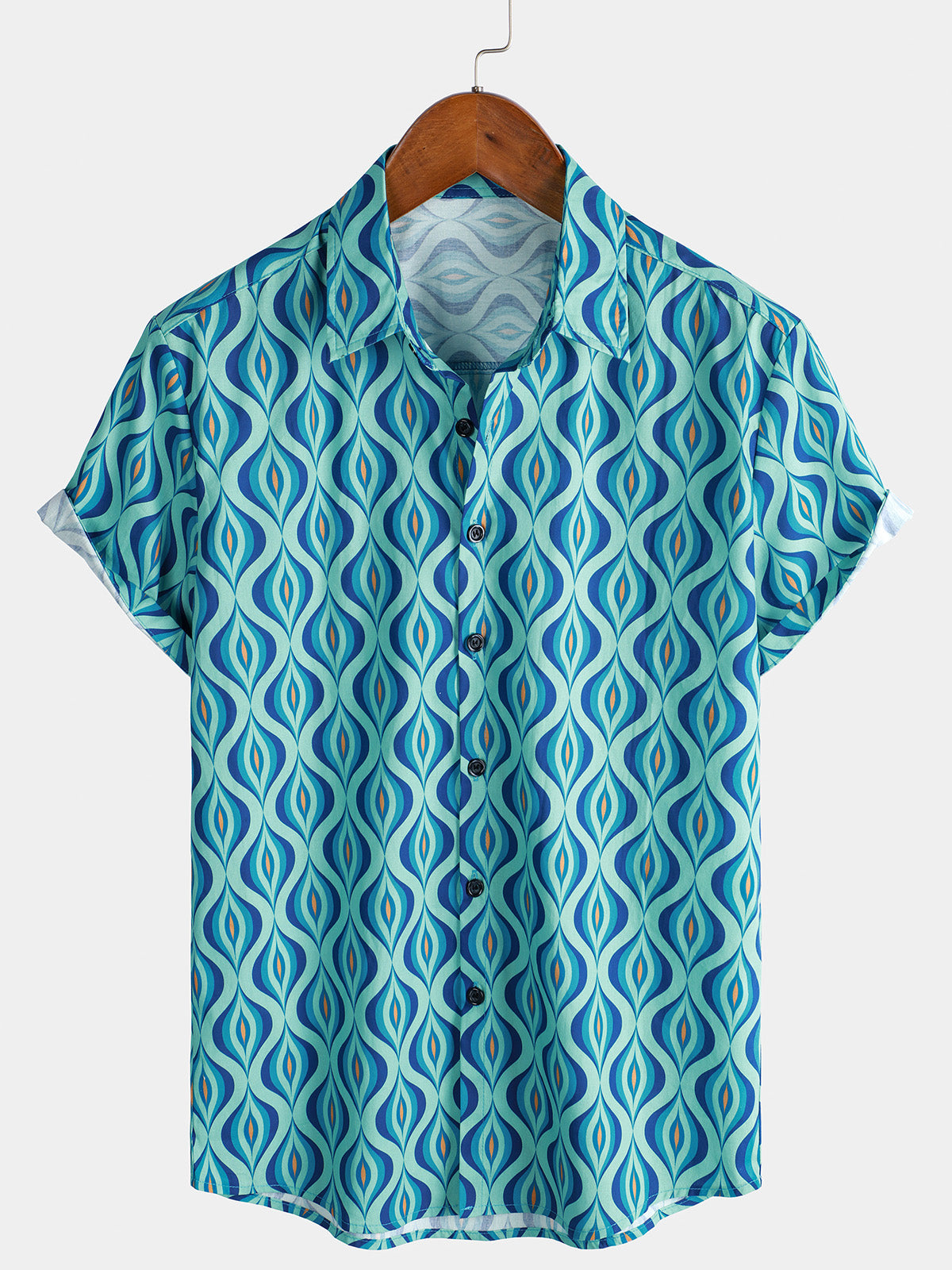 Herren Lässiges Kurzarmhemd mit geometrischem Print