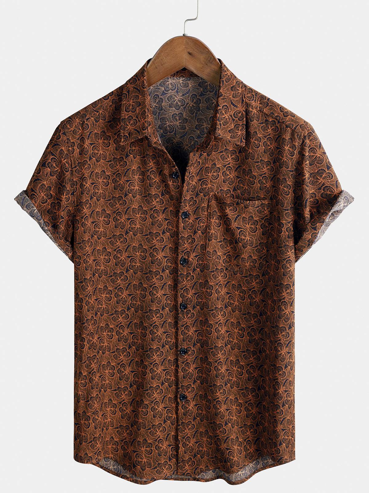 Herren Blumenmuster Lässiges Kurzarmhemd