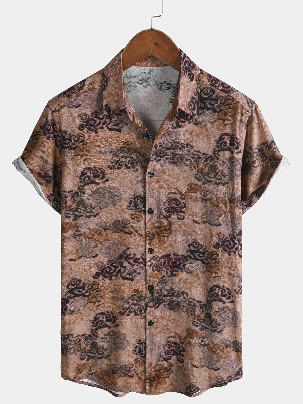 Herren Boho-Retro-Stil Kurzarm Freizeithemd