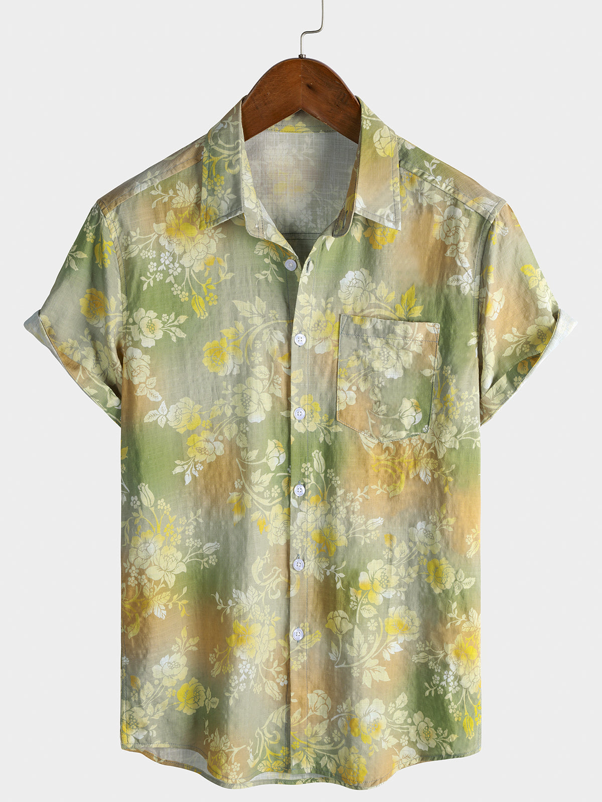 Herren Blumenmuster Urlaub Sommer Kurzarmhemd