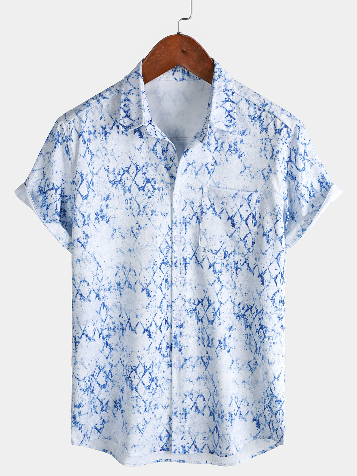 Herren Retro Kunst Print Hawaiihemd
