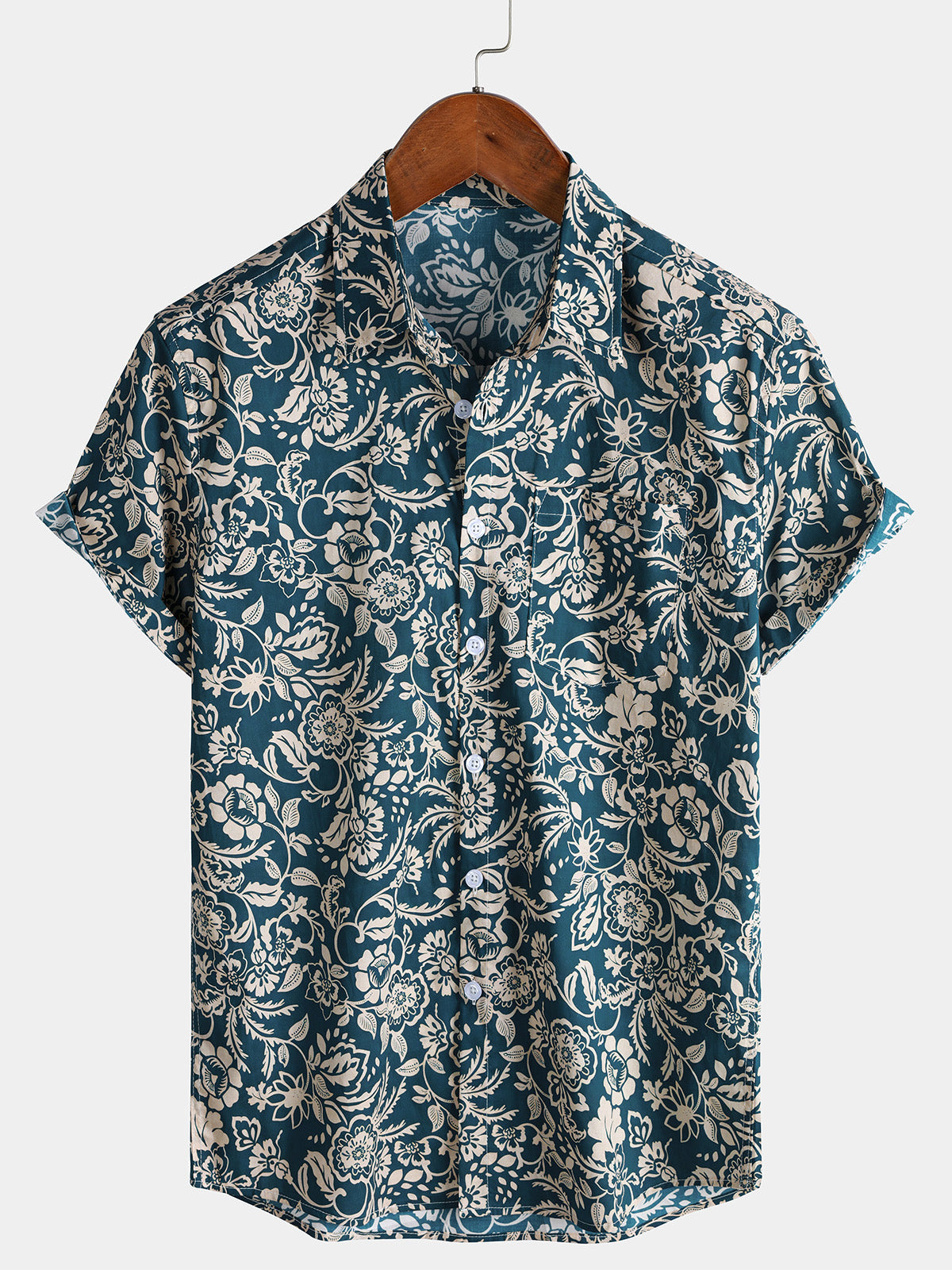 Herren Grünes Vintage Paisley Hawaiihemd