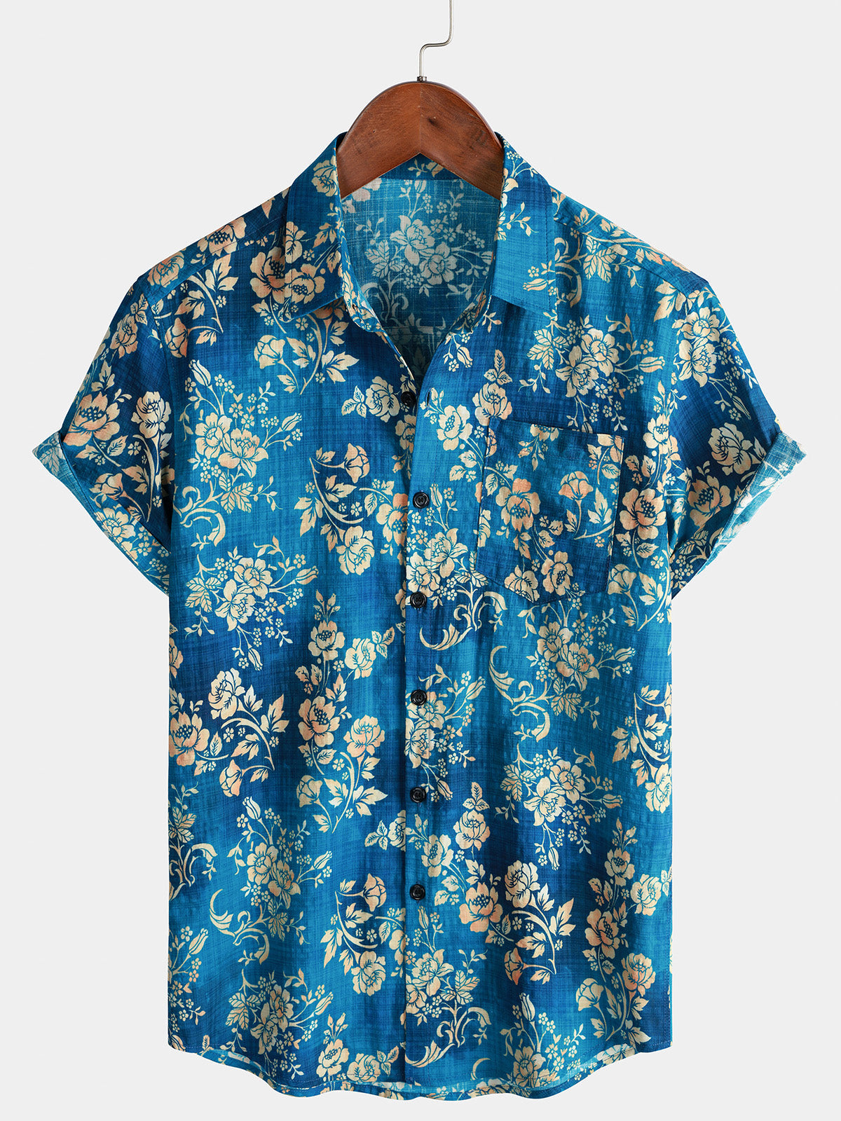 Herren Blumen Strand Urlaub Kurzarmhemd