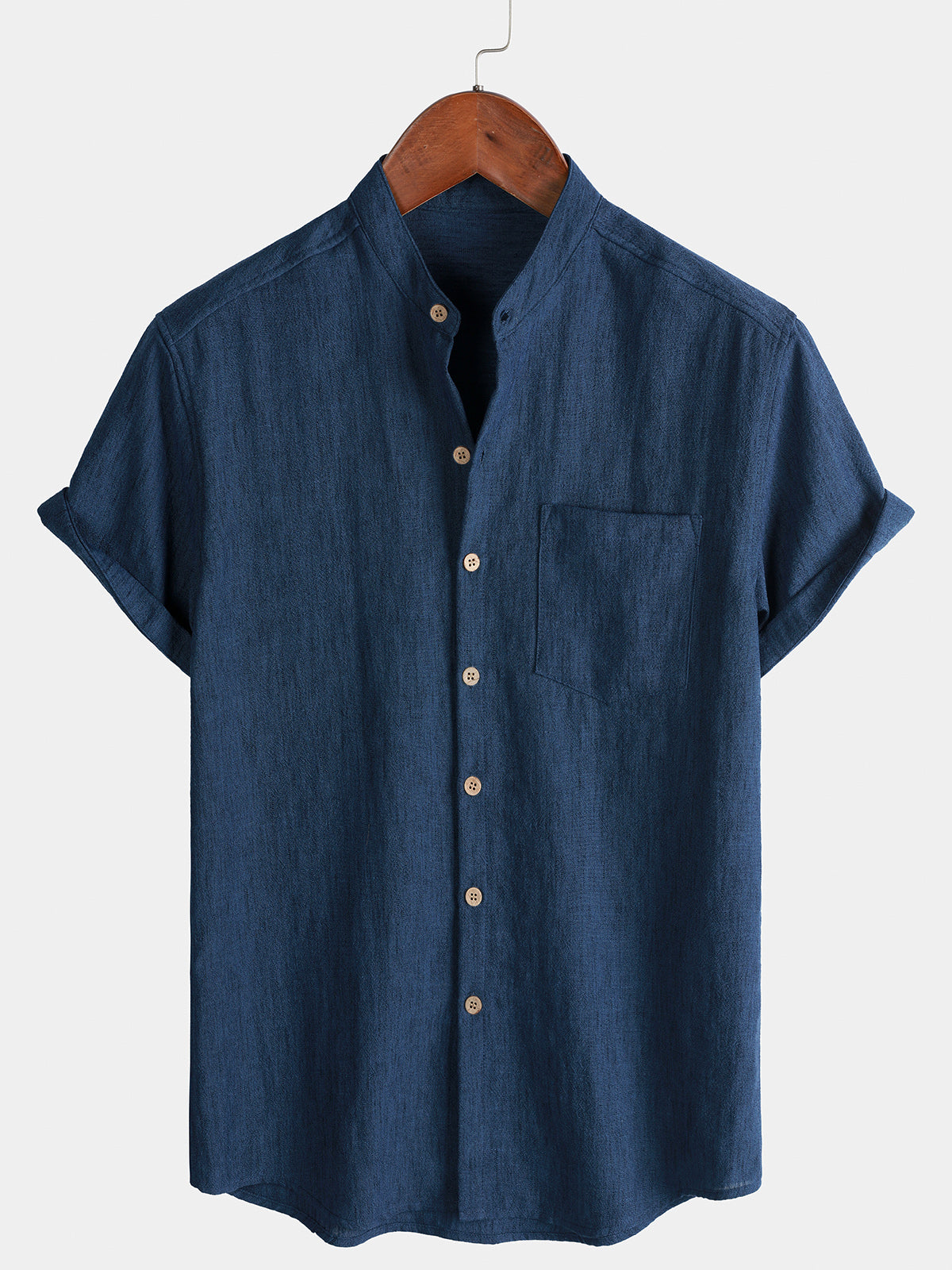 Herren Einfarbiges Henley Kurzarmhemd