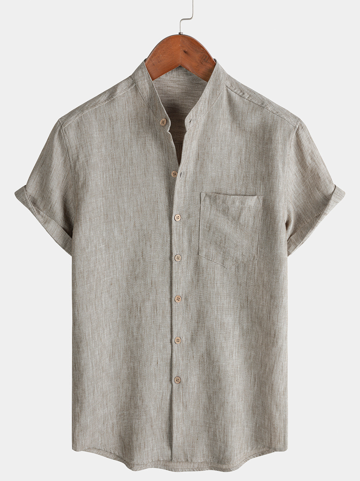 Herren Einfarbiges Henley Kurzarmhemd