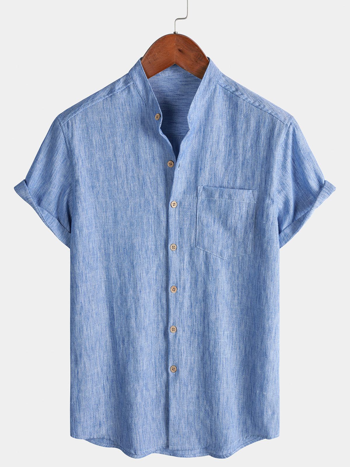 Herren Einfarbiges Henley Kurzarmhemd
