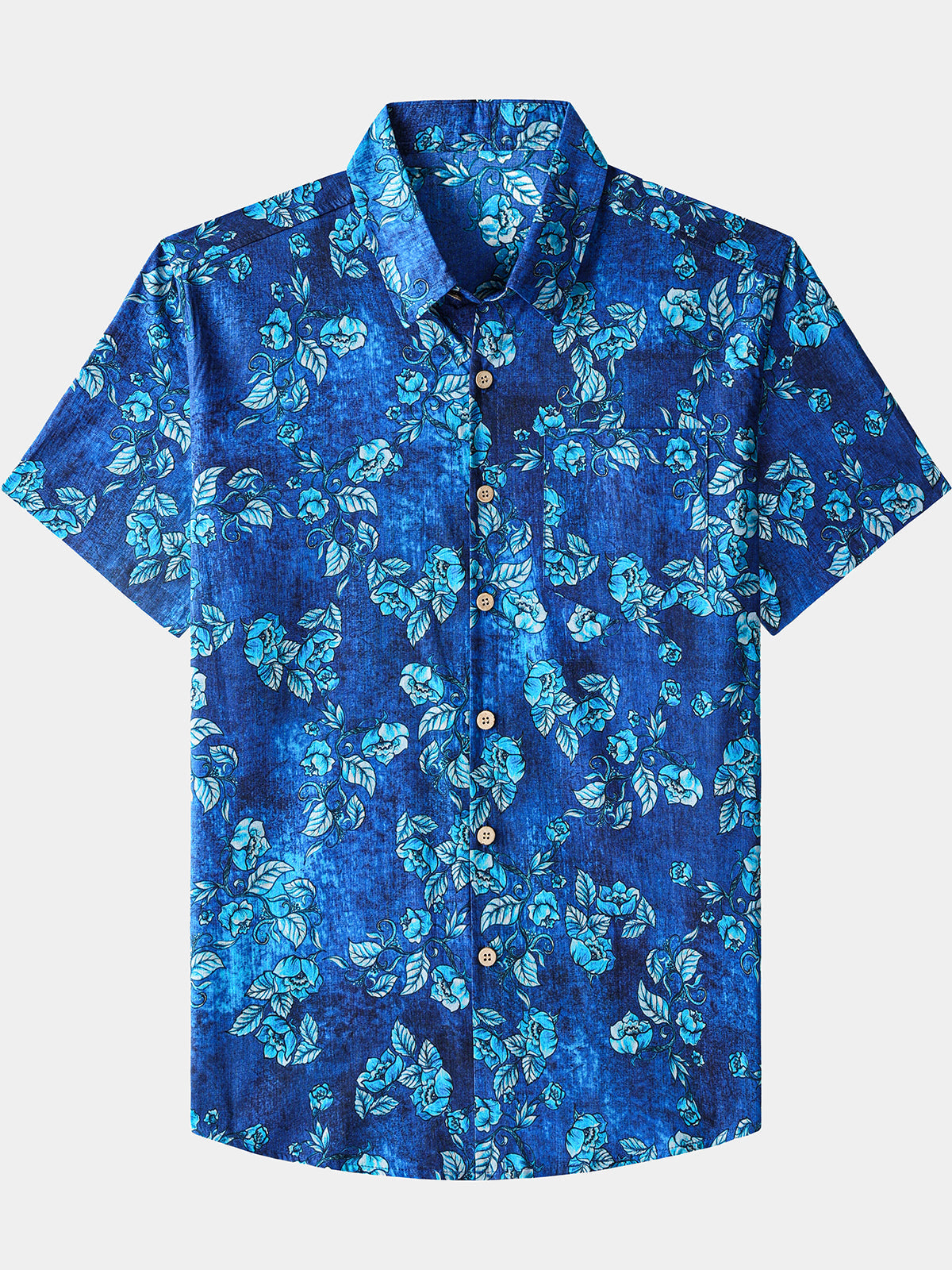 Herren Vintage Blumen Struktur Baumwollhemd