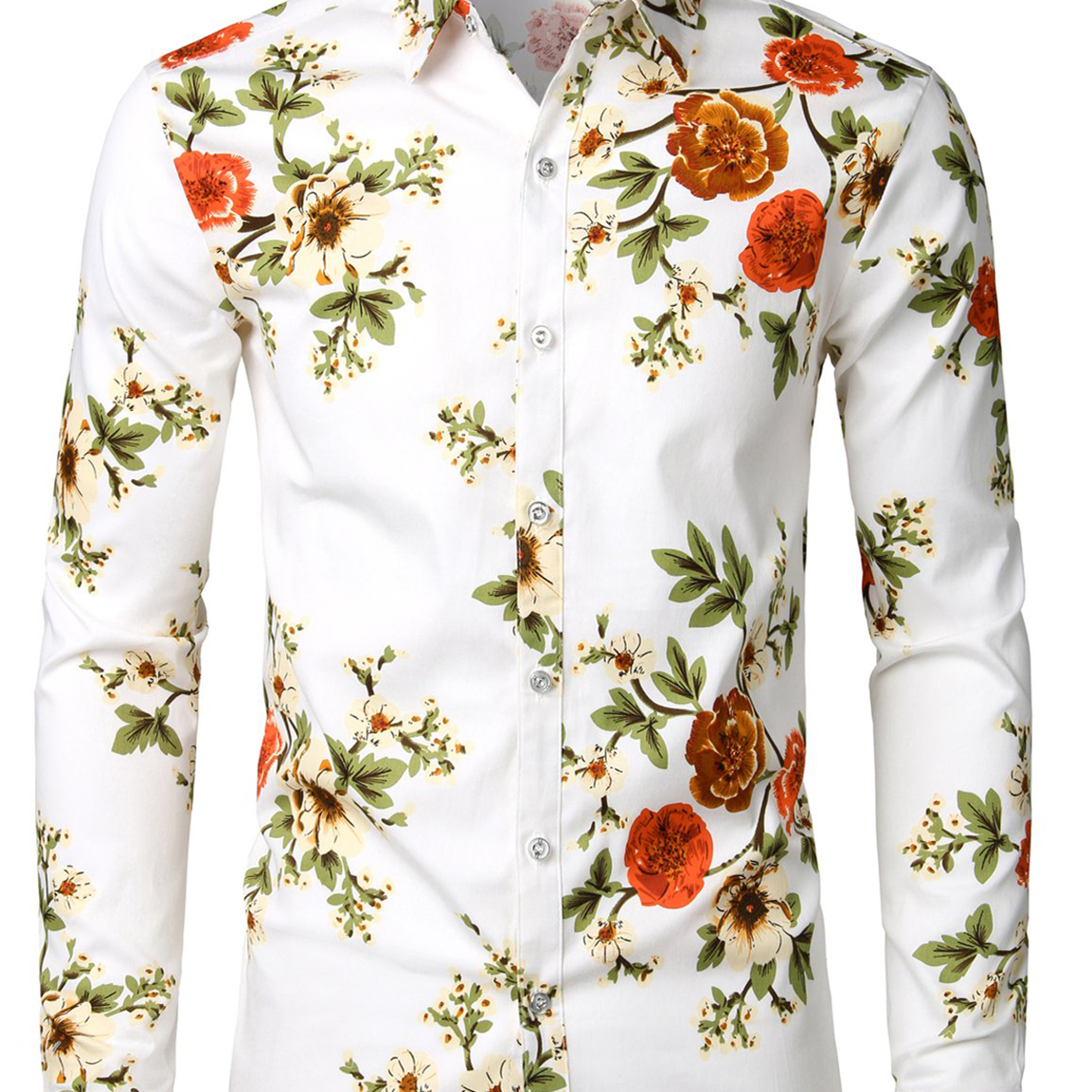 Langärmliges Herrenhemd mit Blumenmuster aus Baumwolle