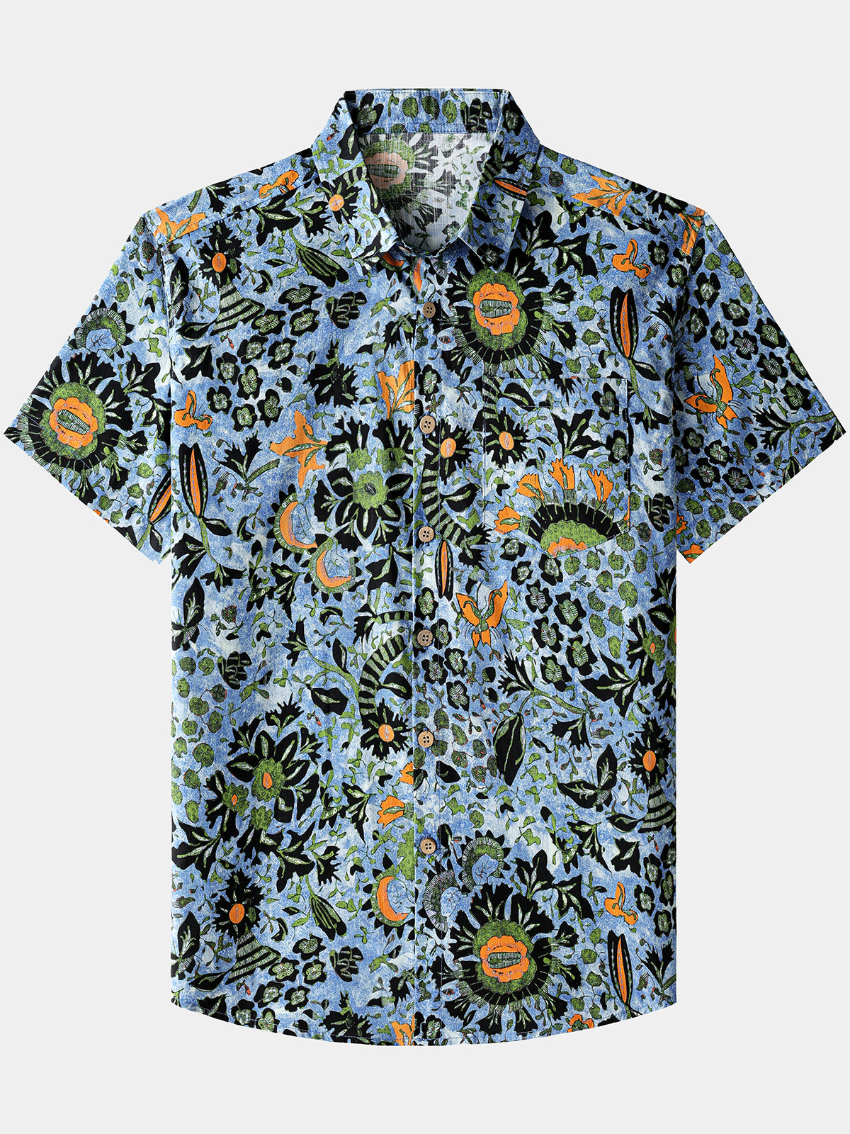 Herren Boho Blumen Urlaubs Kurzarmhemd