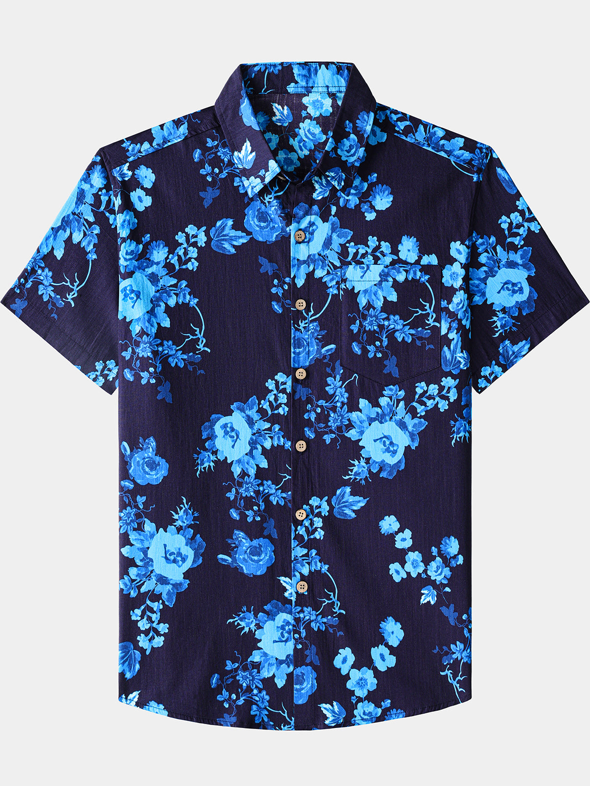 Herren Blumen Baumwoll Freizeithemd
