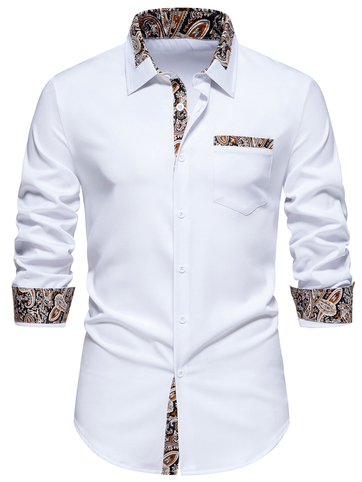 Herren Langarmhemd mit Colorblock-Paisley-Print