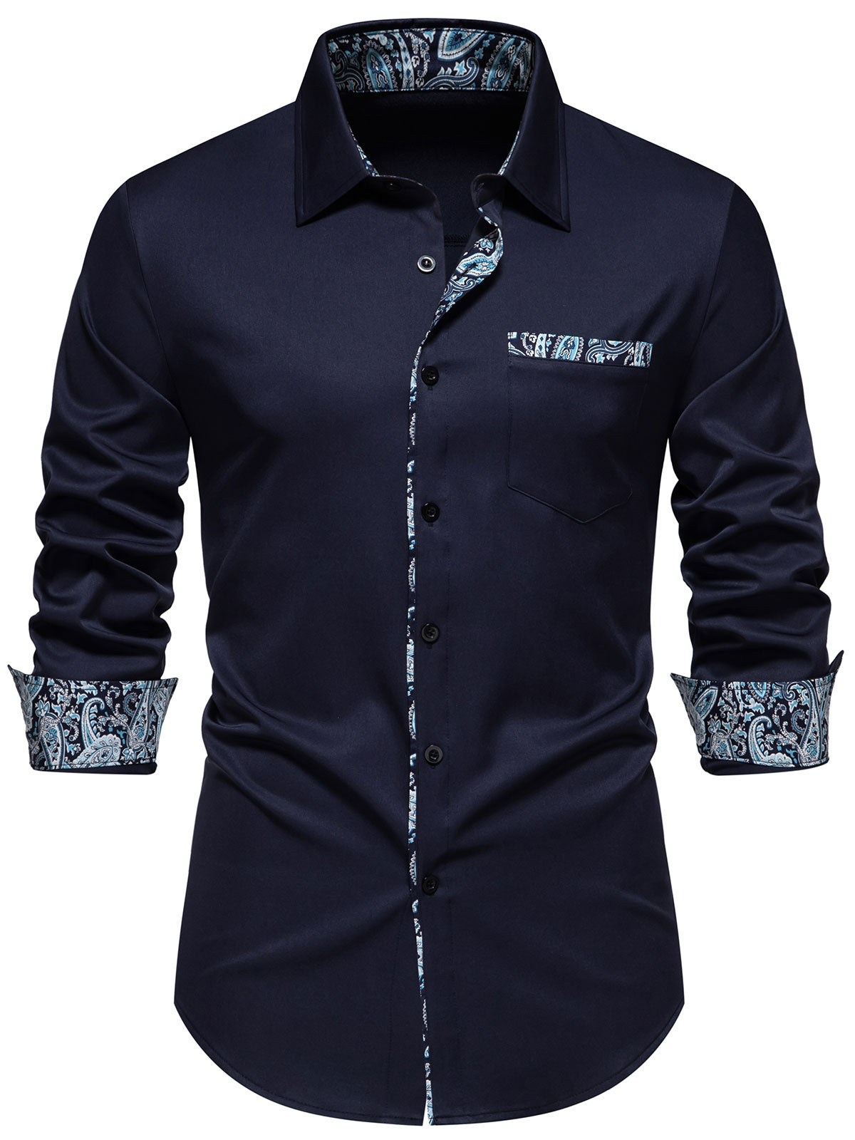 Herren Langarmhemd mit Paisley-Print