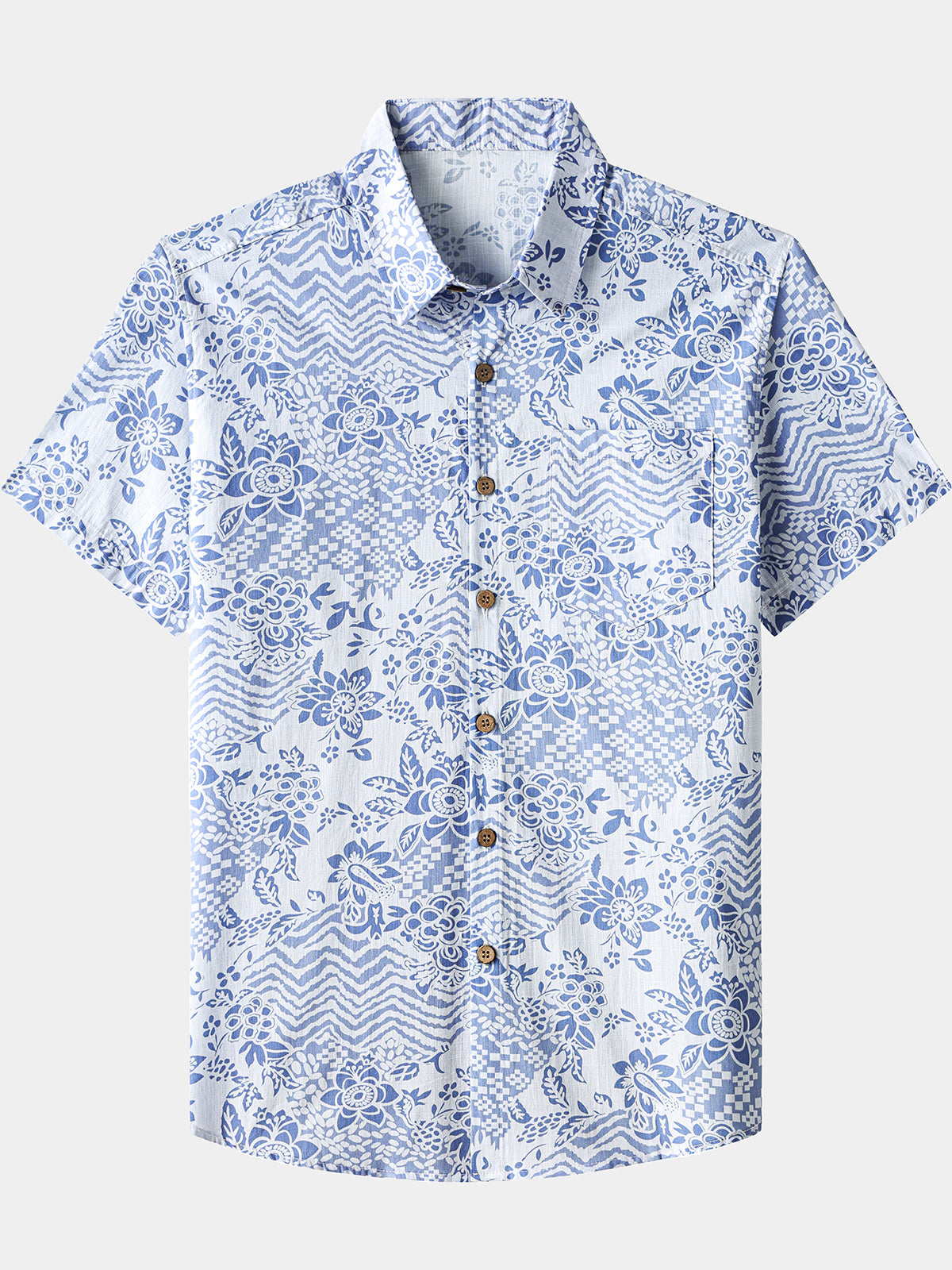 Herren Vintage Boho Print Baumwollhemd