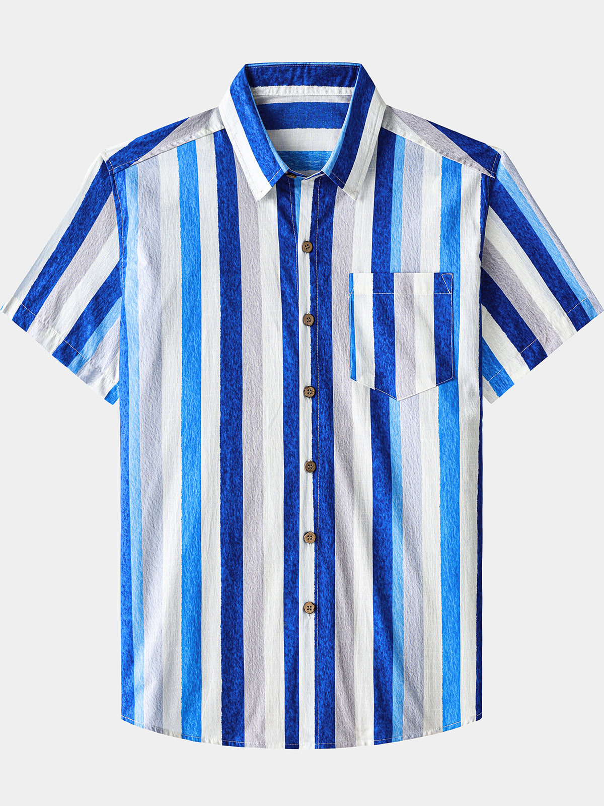 Herren Retro Küstenstreifen Baumwollhemd