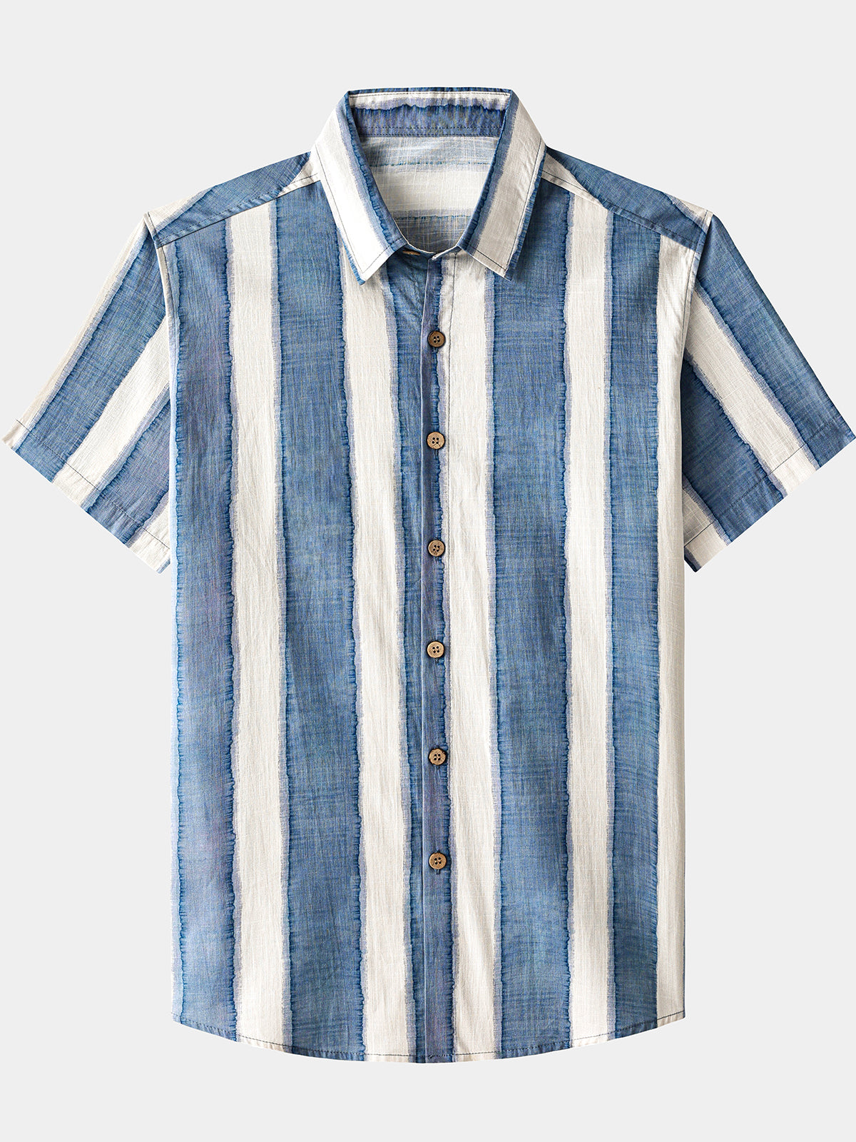 Herren Retro Streifen Baumwoll Kurzarmhemd