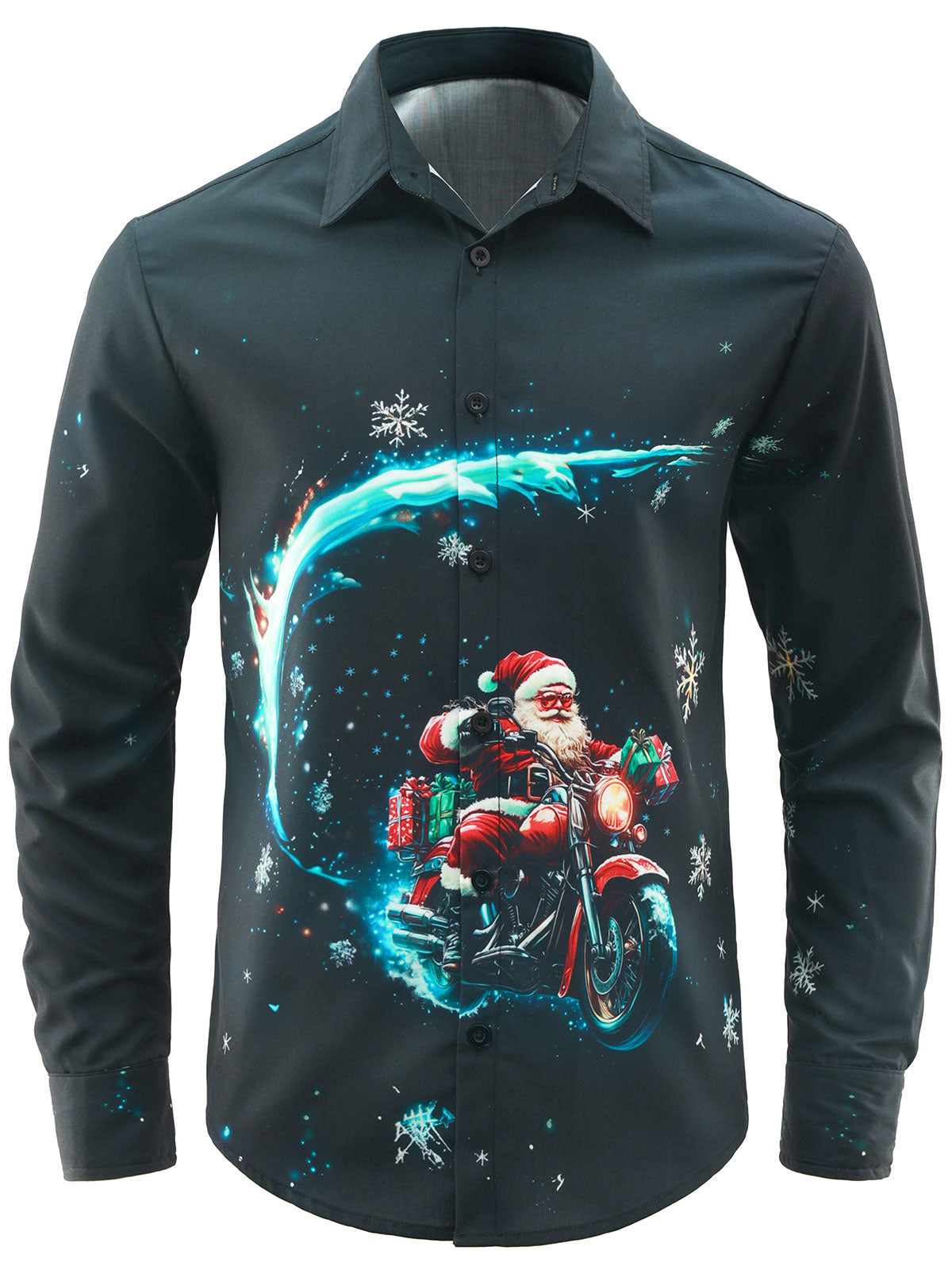 Herren Lustiges Weihnachts-Motorrad-Weihnachtsmann-Shirt