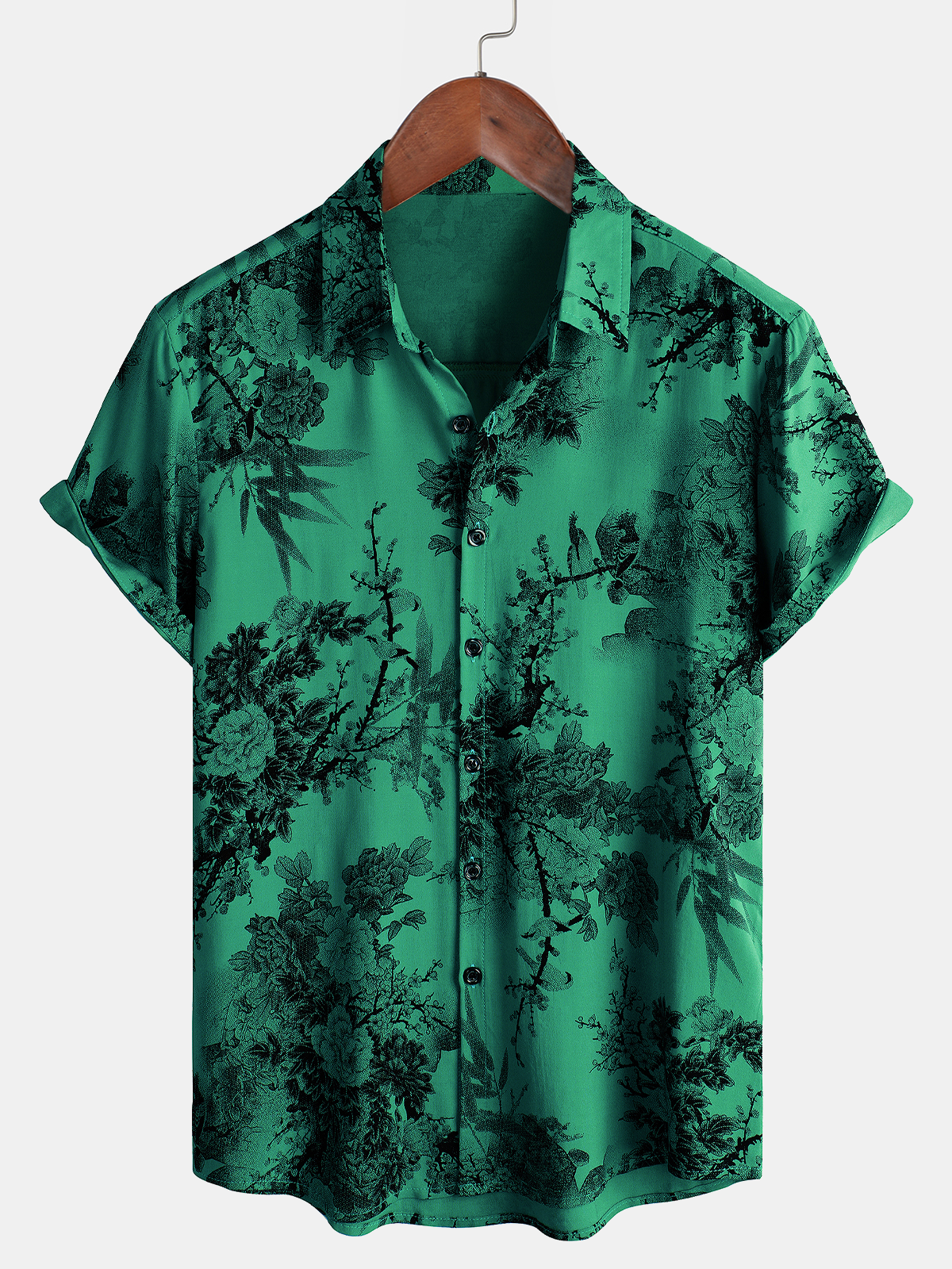 Herren Hawaii-Kurzarmhemd mit Blumenmuster Vintage-Stil