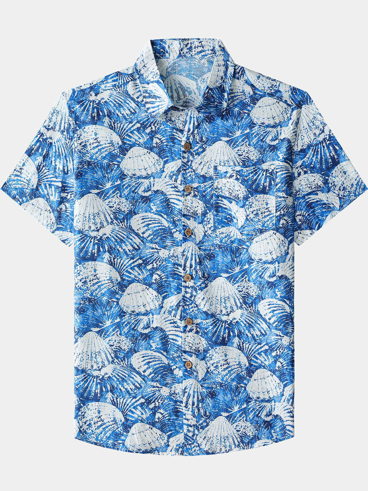 Herren Baumwolle Hawaii-Muster Urlaub Kurzarmhemd