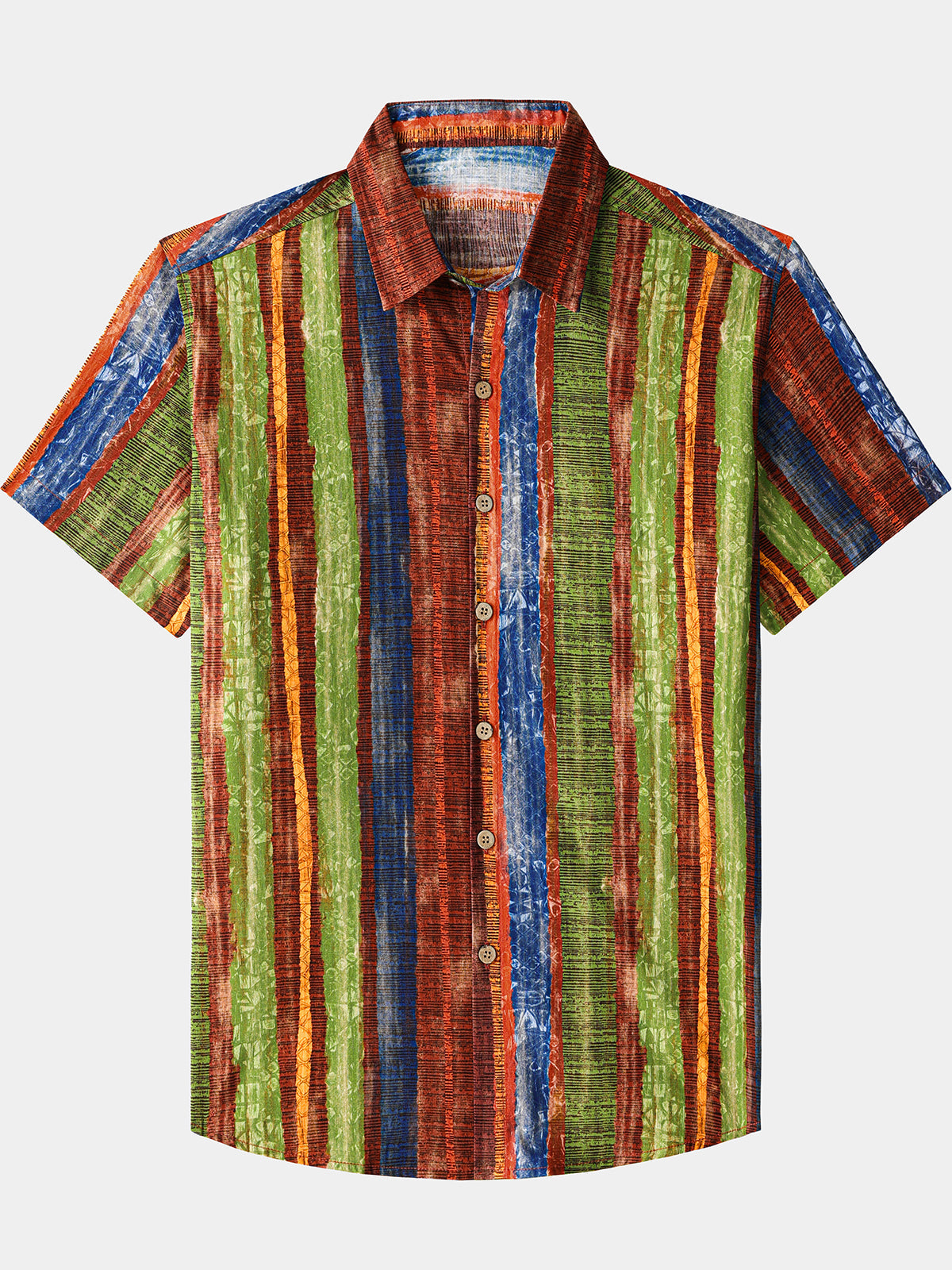 Herren Vintage Boho Streifen Baumwollhemd